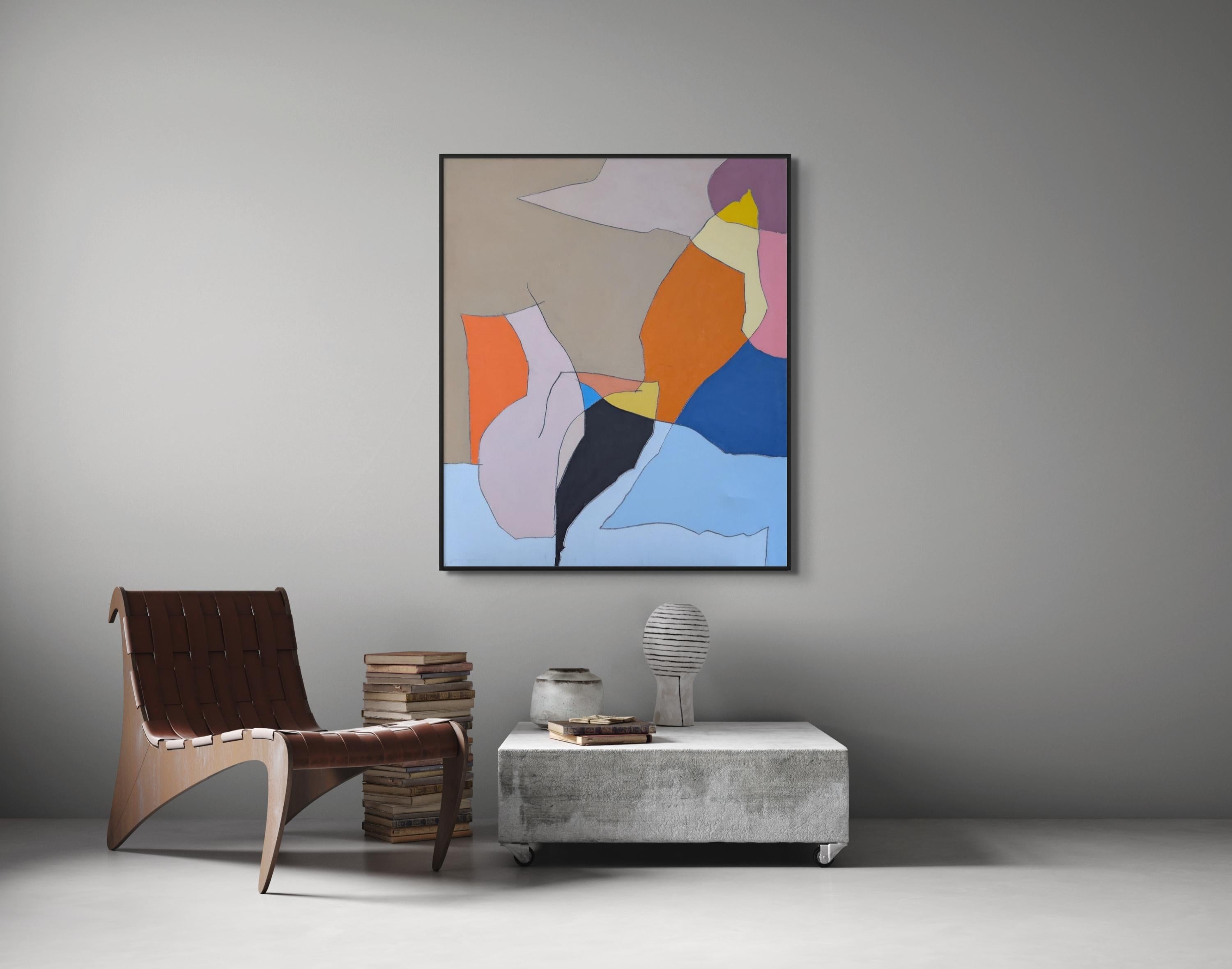 Untitled - Gray Abstract Painting by Geoff Rees