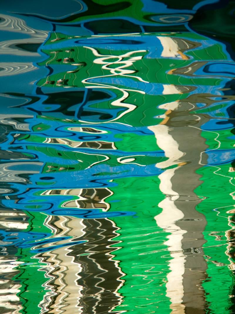 Aquarelle Reflection, photographie abstraite couleur de Geoffrey Baris, bleue, verte 