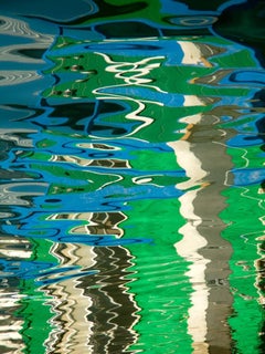 Water Reflection, Abstract Color Photography by Geoffrey Baris, Blue, Green 