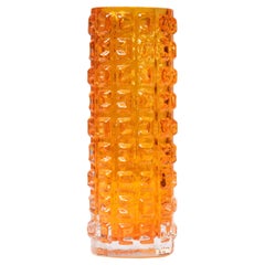 GEOFFREY BAXTER for Whitefriars; "Aztec" Tangerine orange. England, 1960s.