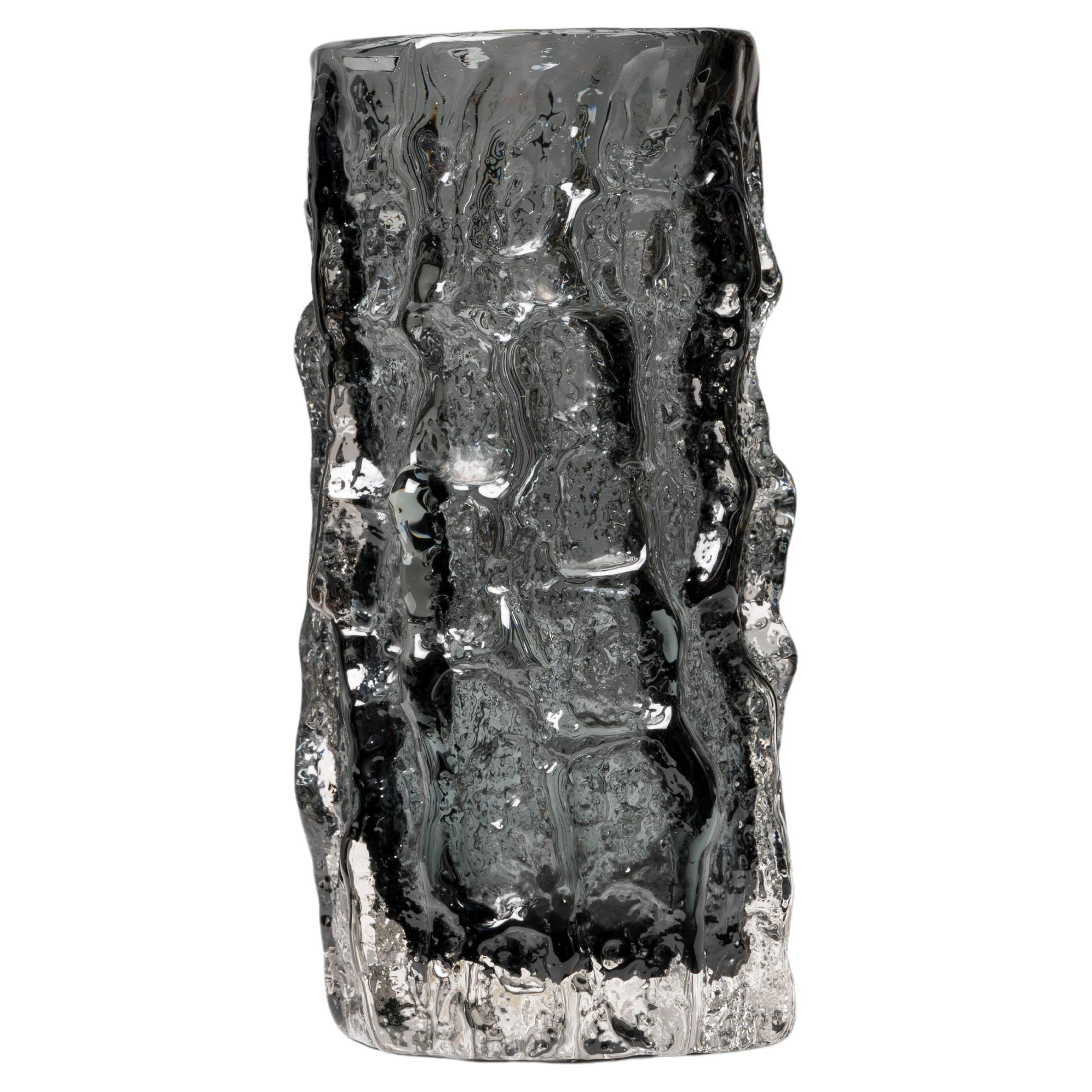 GEOFFREY BAXTER for Whitefriars; England, 1960s. "Bark" vase, Pewter colour.