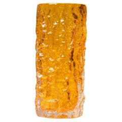 Vintage GEOFFREY BAXTER for Whitefriars; "Bark" Tangerine orange. England, 1960s.