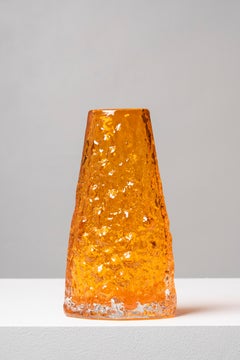 GEOFFREY BAXTER for Whitefriars; England, 1960s. "Volcano" vase, Tangerine.