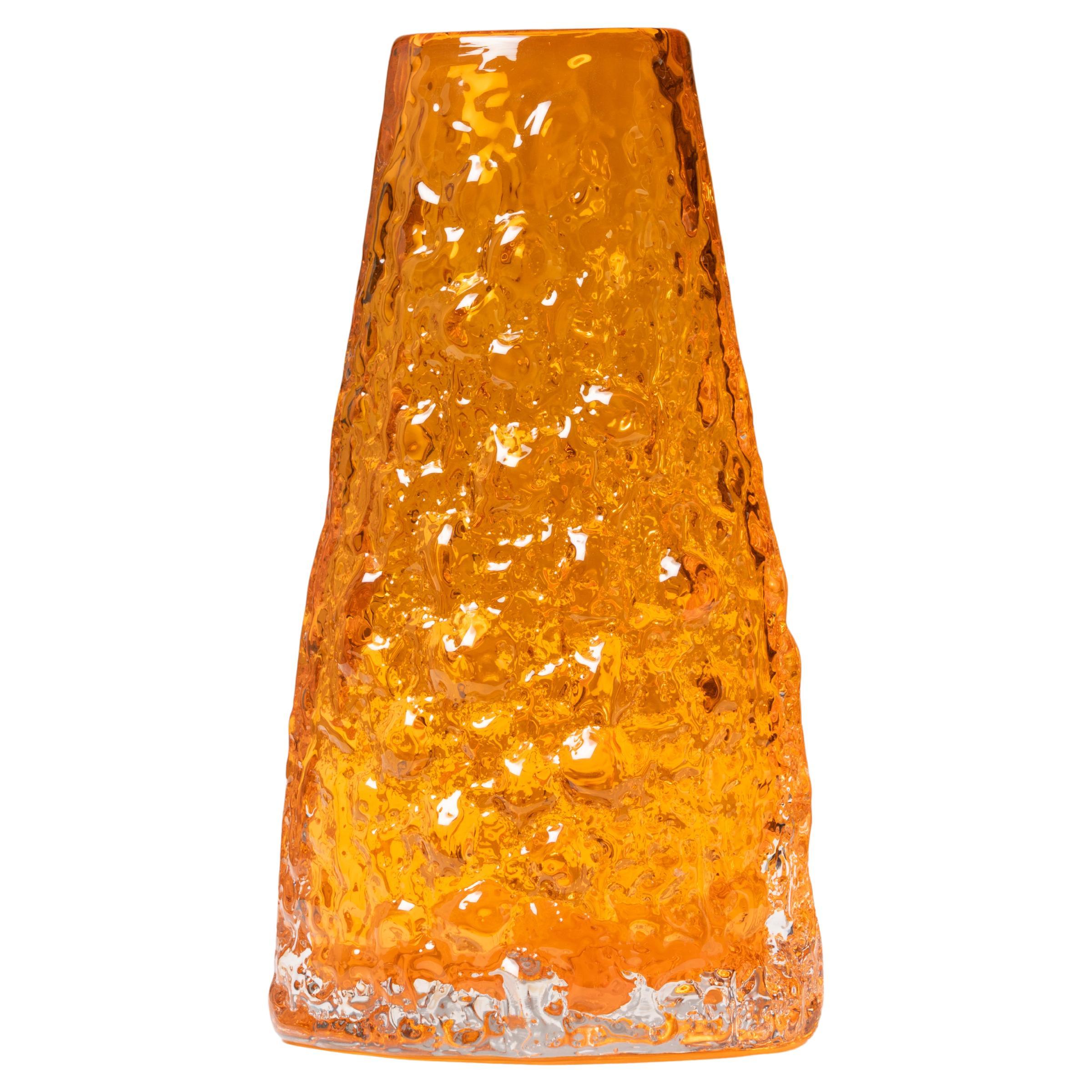 GEOFFREY BAXTER for Whitefriars; England, 1960s. "Volcano" vase, Tangerine.