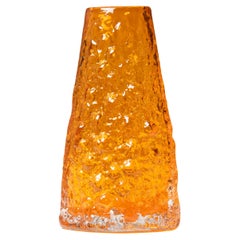 Vintage GEOFFREY BAXTER for Whitefriars; England, 1960s. "Volcano" vase, Tangerine.