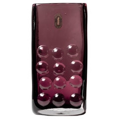 GEOFFREY BAXTER for Whitefriars; "Mobile phone" vase Aubergine. England, 1970s.