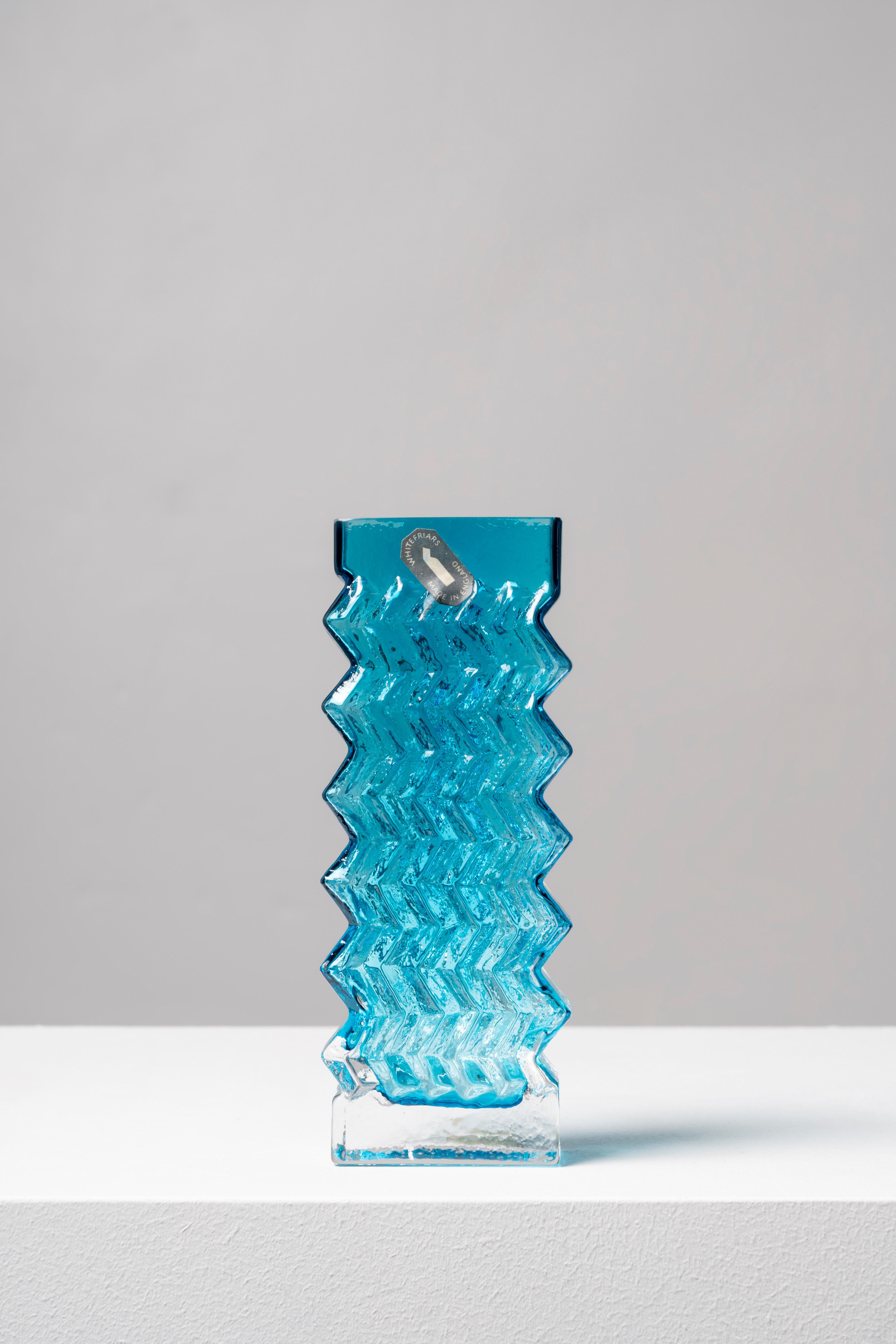 The design of this piece was the brainchild of Geoffrey Baxter, who joined Whitefriars in 1954, bringing a renewed air to the firm and creating a successful range of textured glass in 1967. The Bark model is one of the earliest examples of the