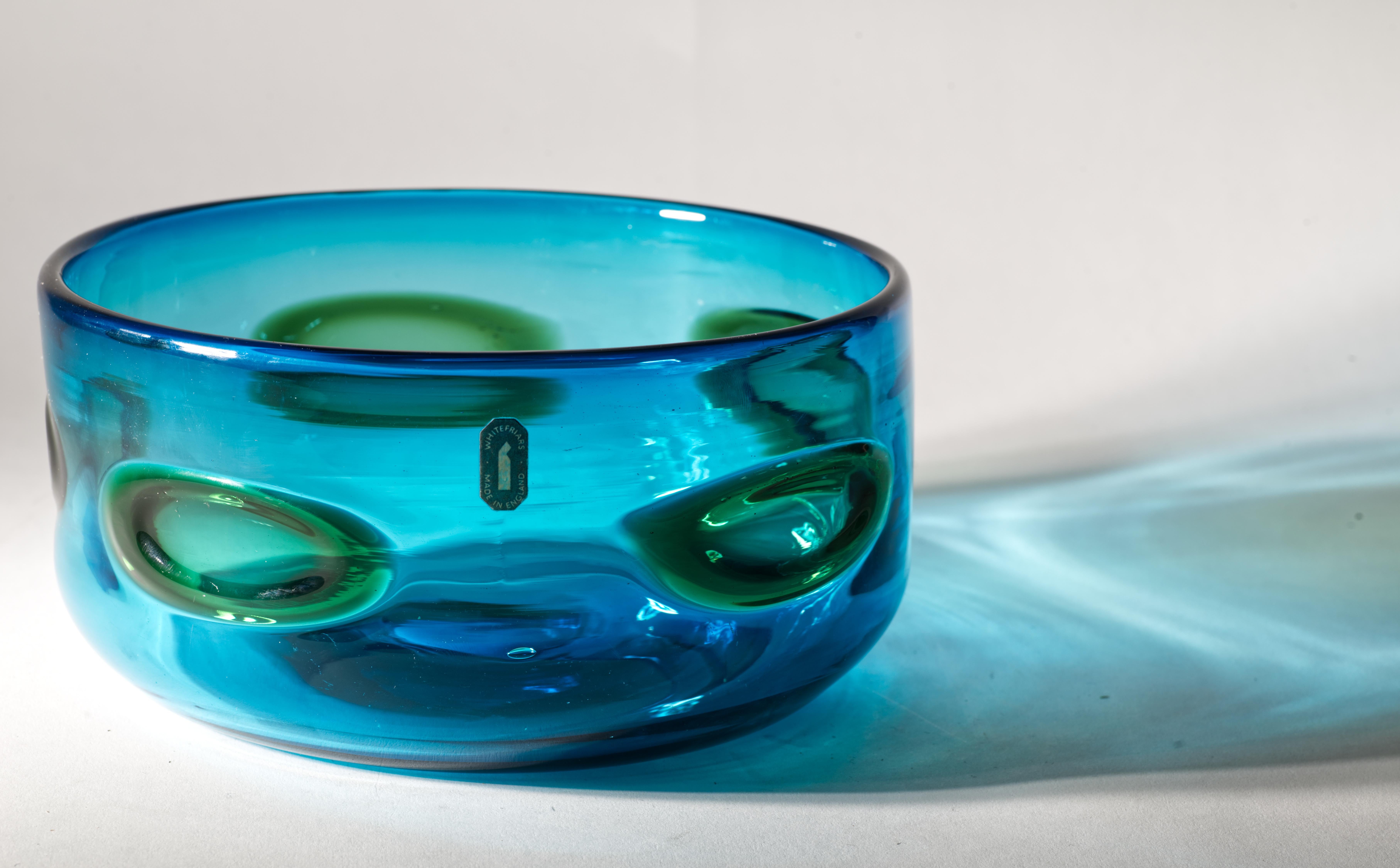Geoffrey Baxter for Whitefriars Glass Deep Bowl with Applied Spots, 1969 For Sale 3