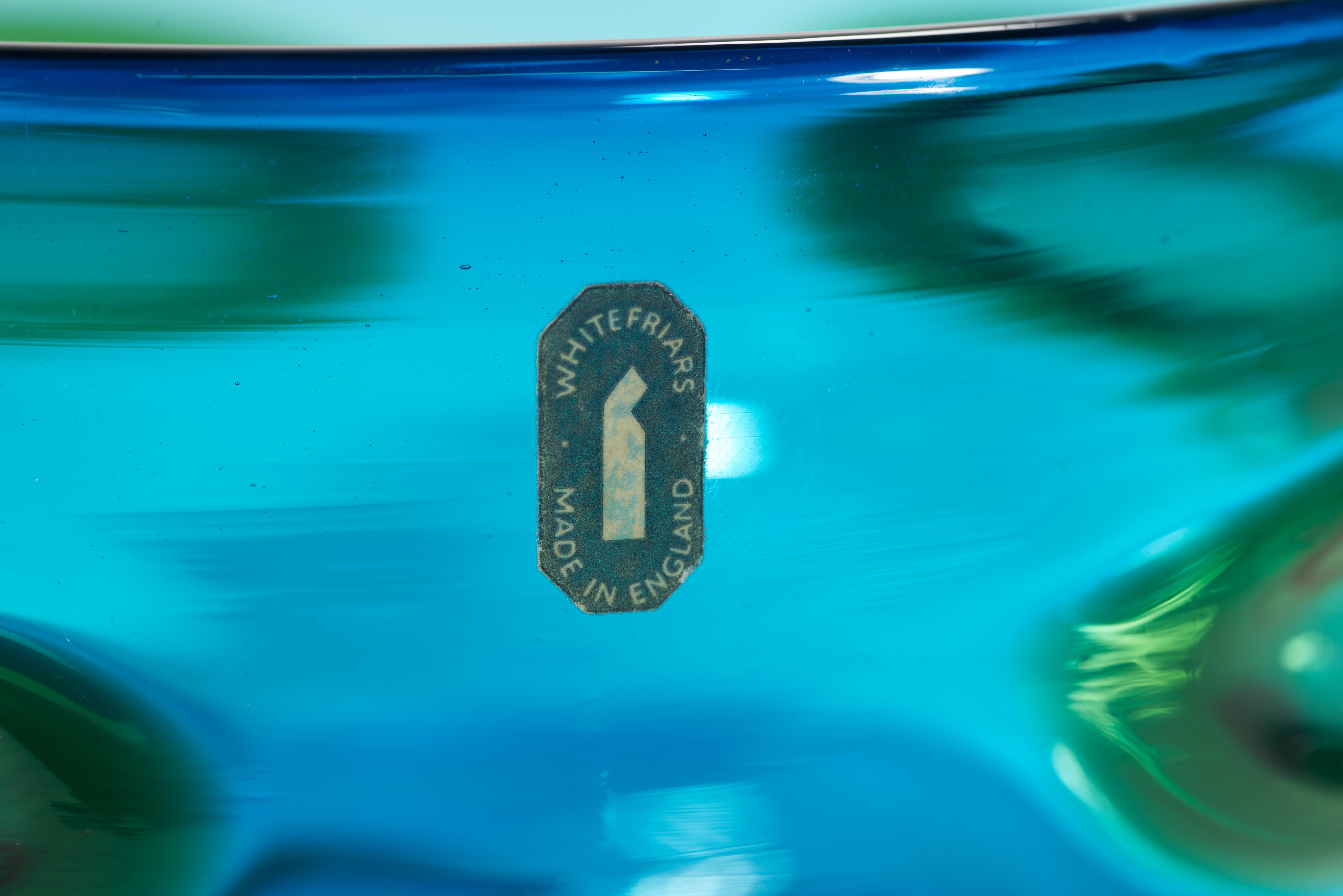 Mid-Century Modern Geoffrey Baxter for Whitefriars Glass Deep Bowl with Applied Spots, 1969 For Sale