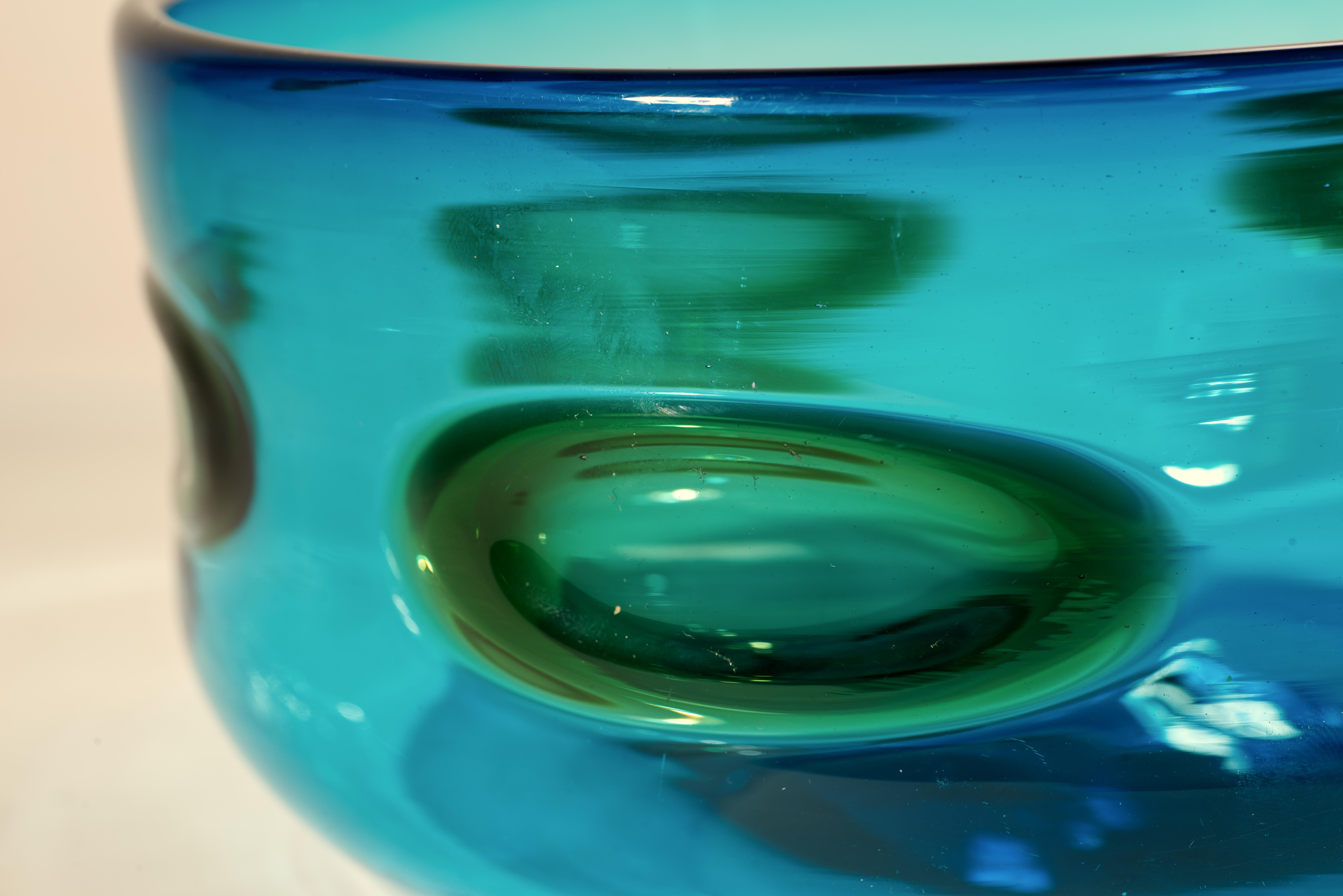 English Geoffrey Baxter for Whitefriars Glass Deep Bowl with Applied Spots, 1969 For Sale
