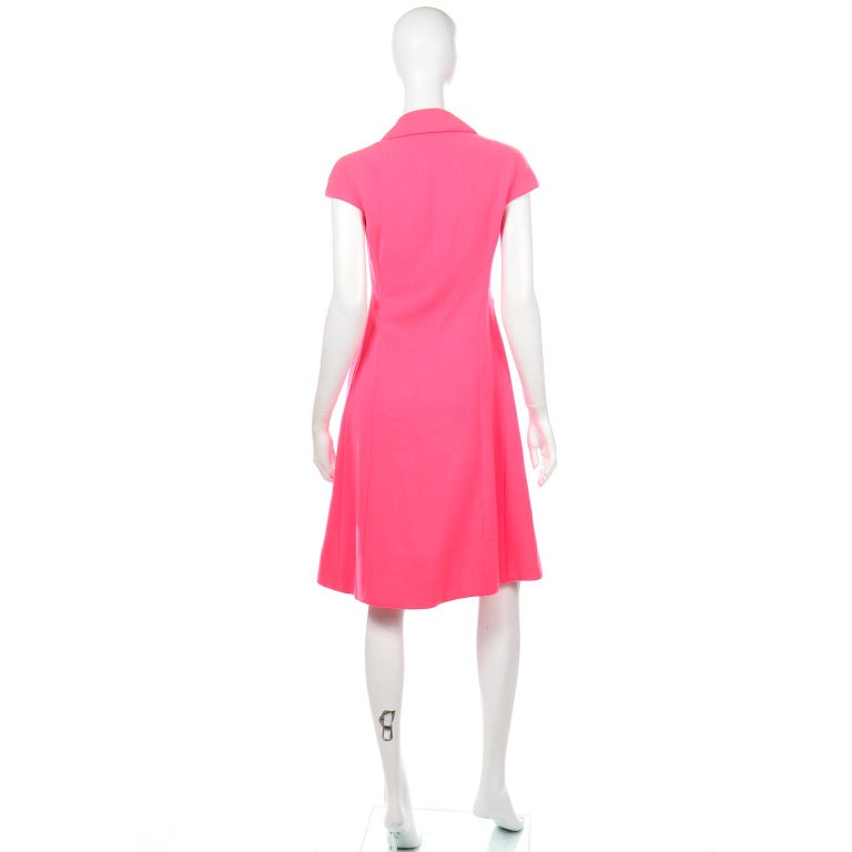 Women's Geoffrey Beene 1960s Bright Vintage Salmon Pink Vintage Dress For Sale