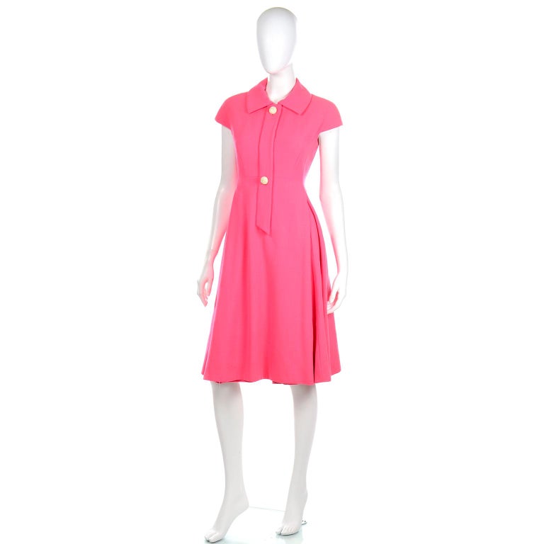 Geoffrey Beene 1960s Bright Vintage Salmon Pink Vintage Dress For Sale 1