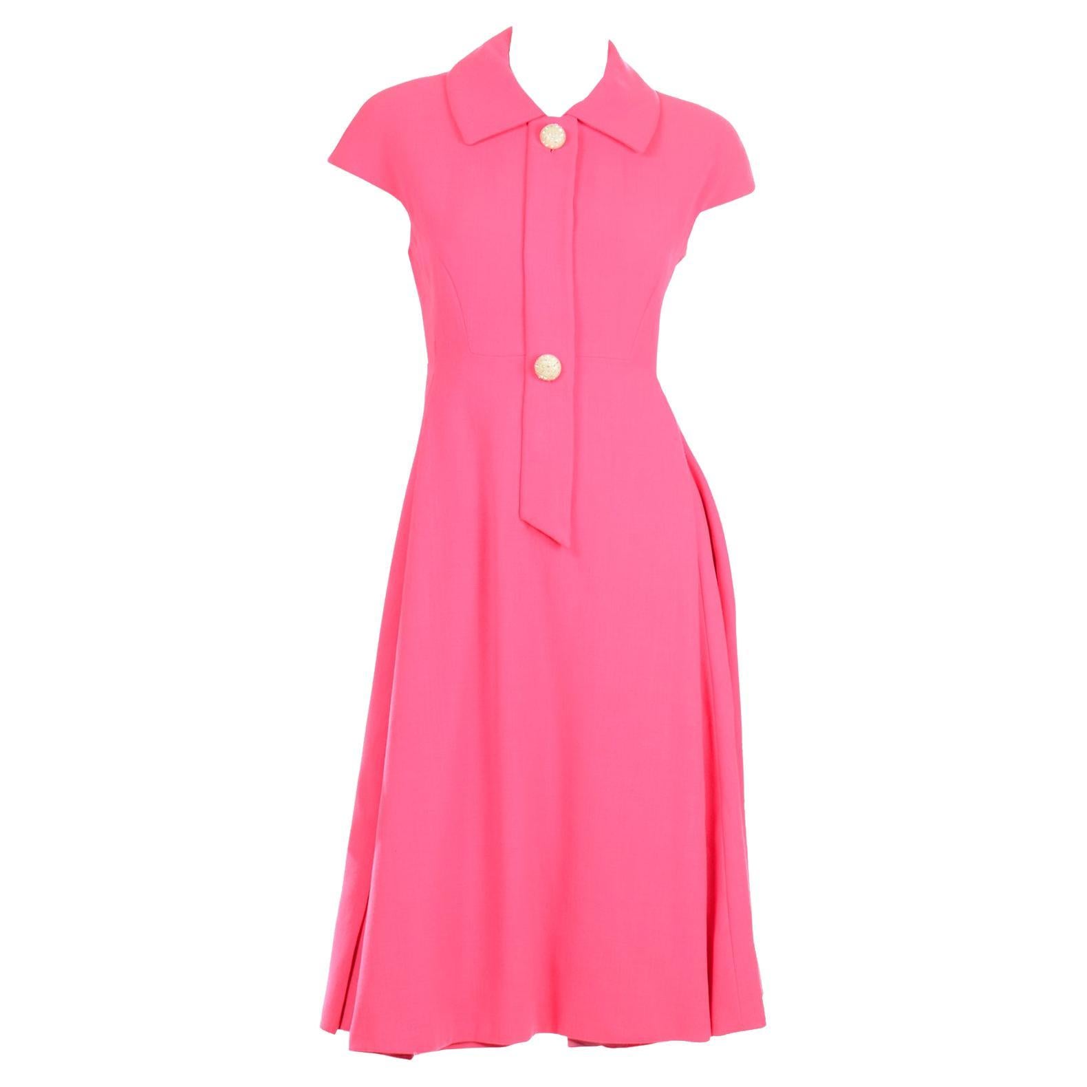 Geoffrey Beene 1960s Bright Vintage Salmon Pink Vintage Dress