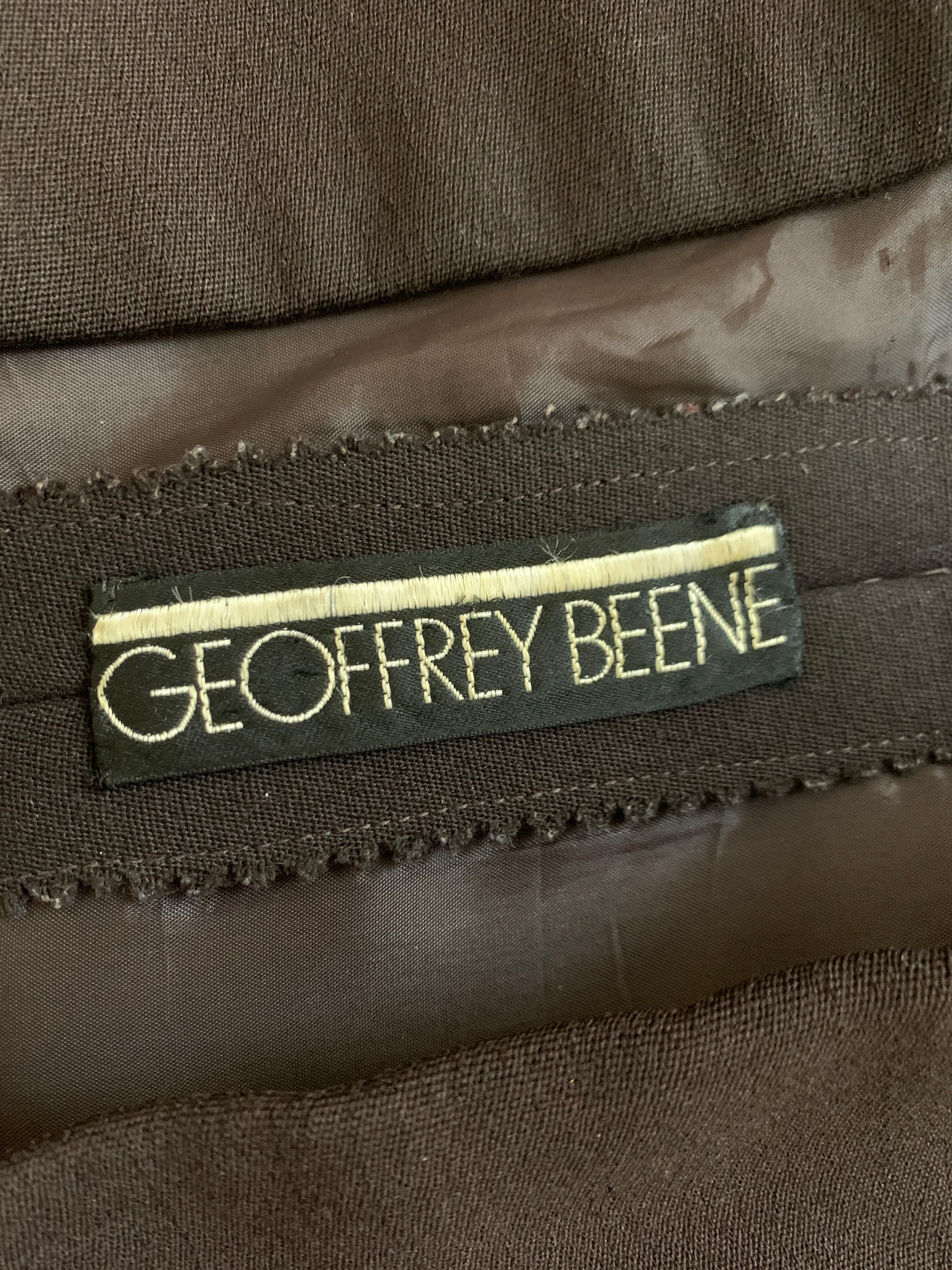 Geoffrey Beene 1960s Chocolate Brown Wool Button Front Dress  1