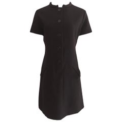 Geoffrey Beene 1960s Chocolate Brown Wool Button Front Dress