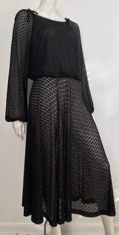 Geoffrey Beene 1980s Black Sheer Lace Evening Dress Size 6/8.