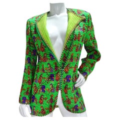 Geoffrey Beene 1980s Green Animal Print Jacket