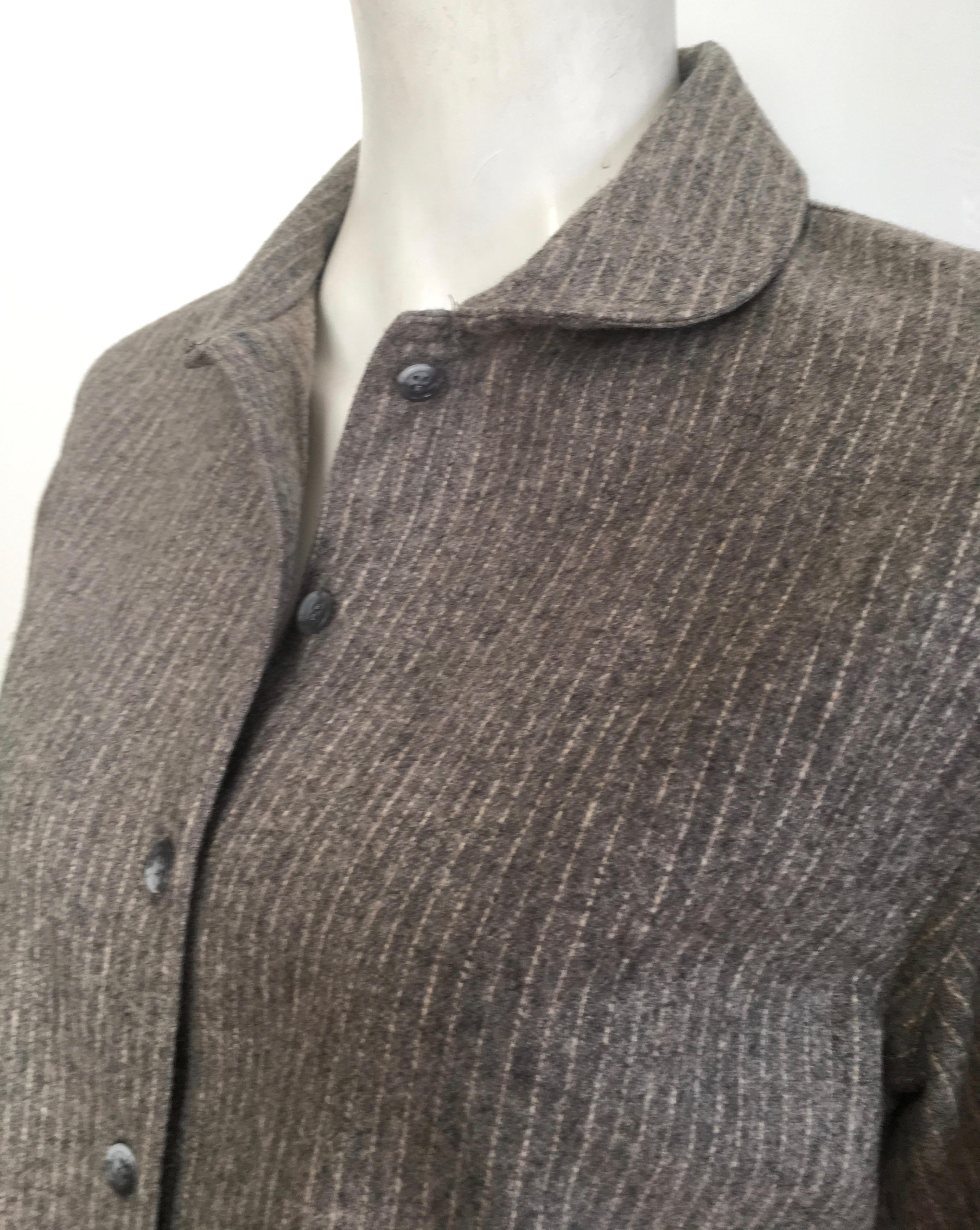 Geoffrey Beene 1980s Grey Pinstripe Wool Jacket Size 6 / 8. 5