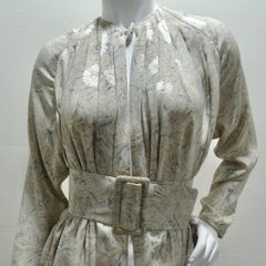 Geoffrey Beene 1980s Marble Print Belted Duster Dress