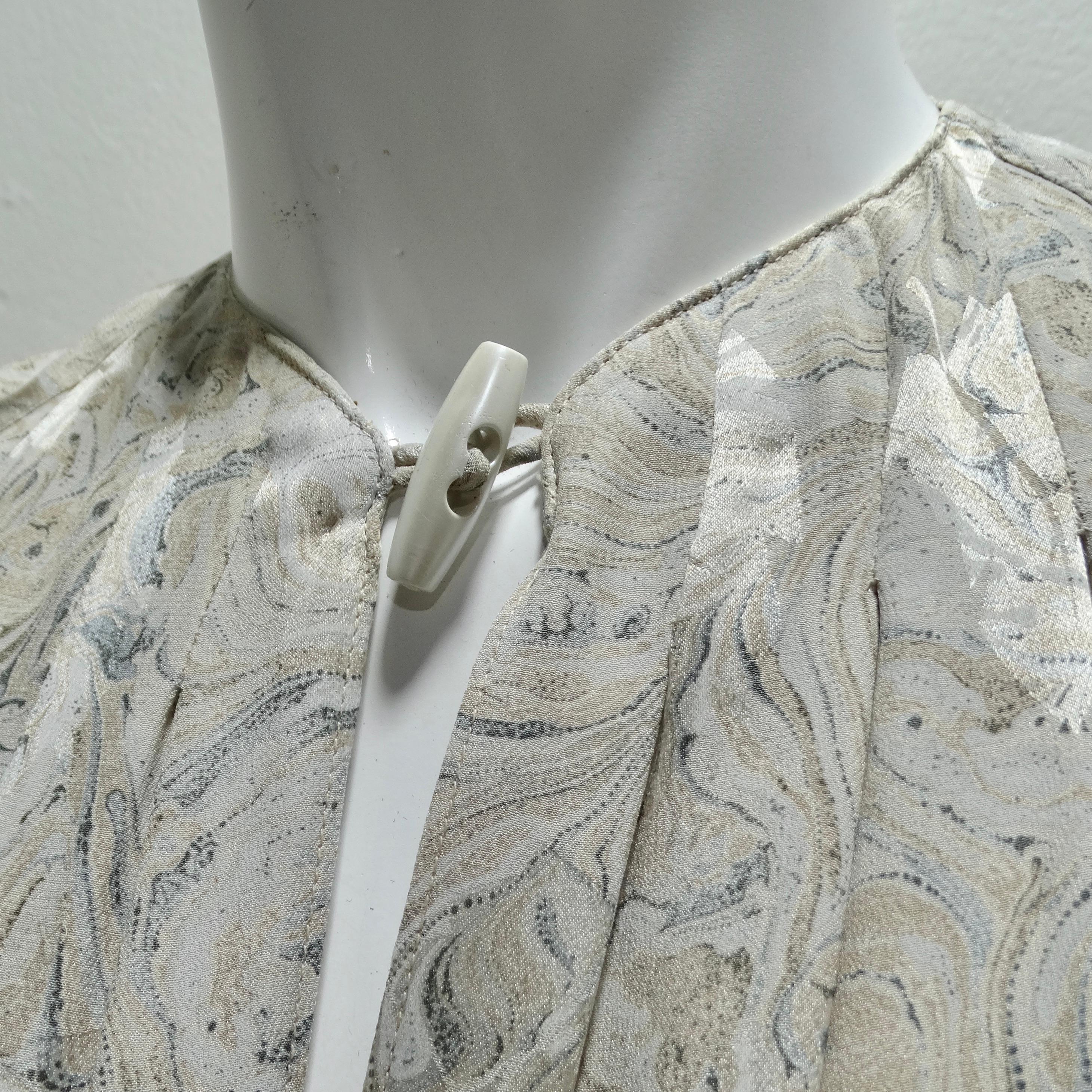 Women's or Men's Geoffrey Beene 1980s Marble Print Belted Duster Dress For Sale