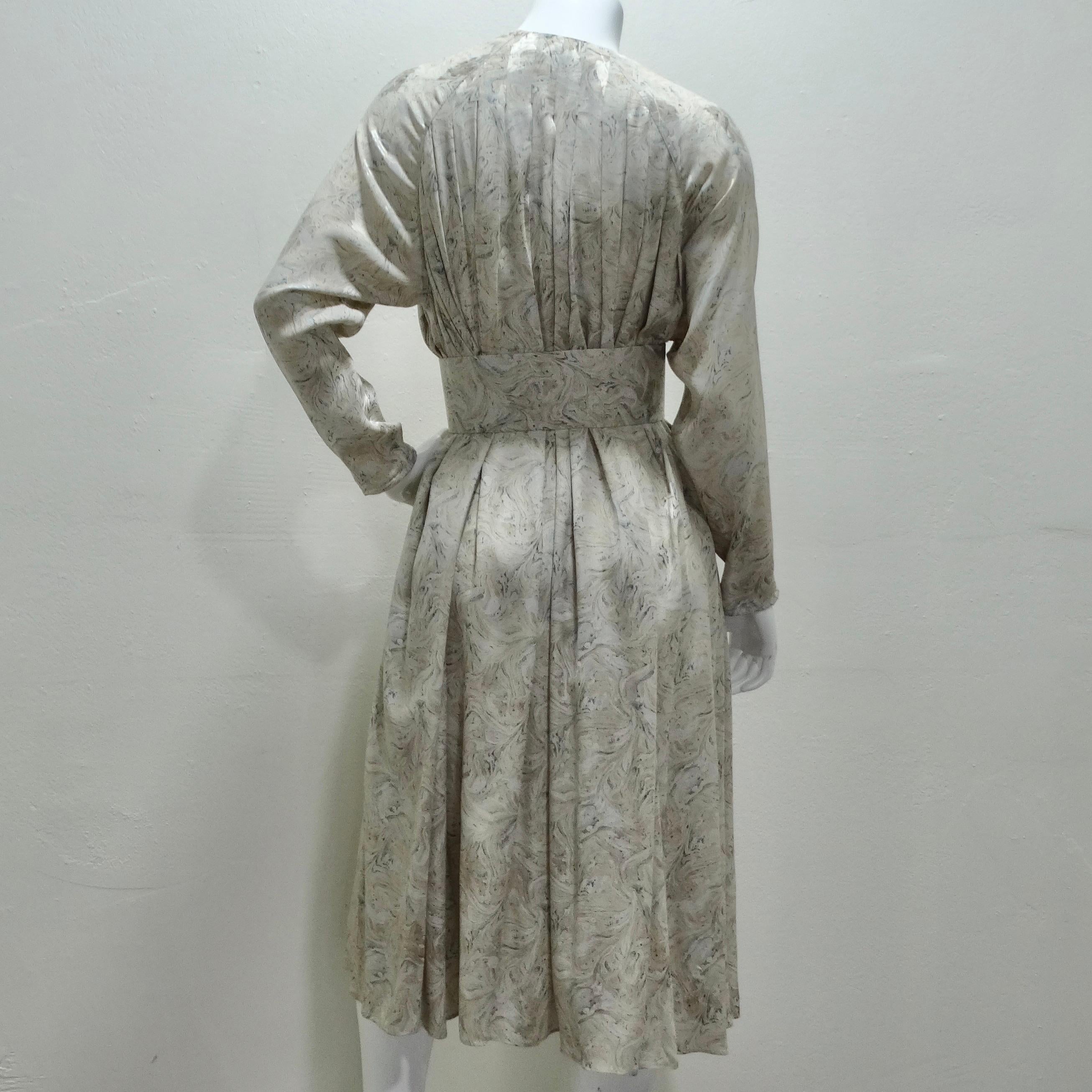 Geoffrey Beene 1980s Marble Print Belted Duster Dress For Sale 2