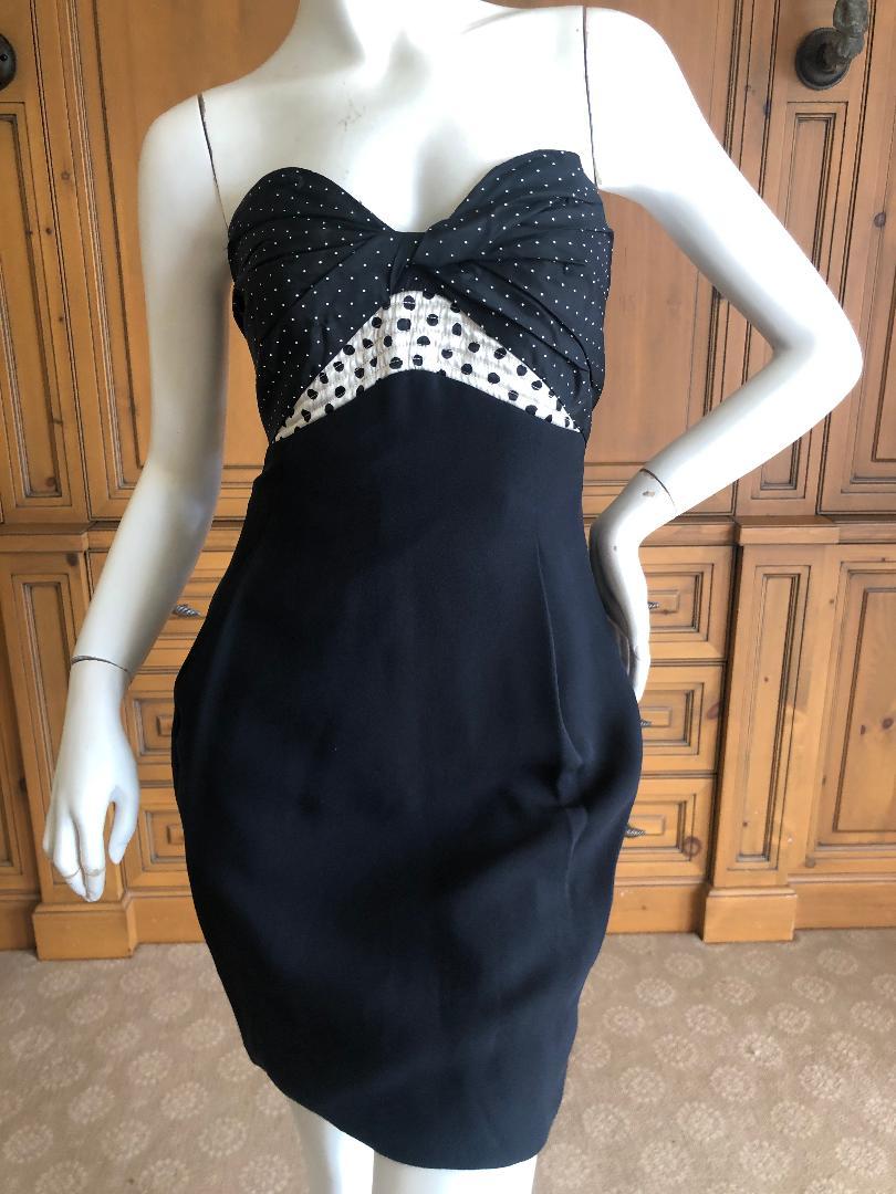 Women's Geoffrey Beene 1980's Polka Dot Silk Strapless Dress and Matching Jacket For Sale