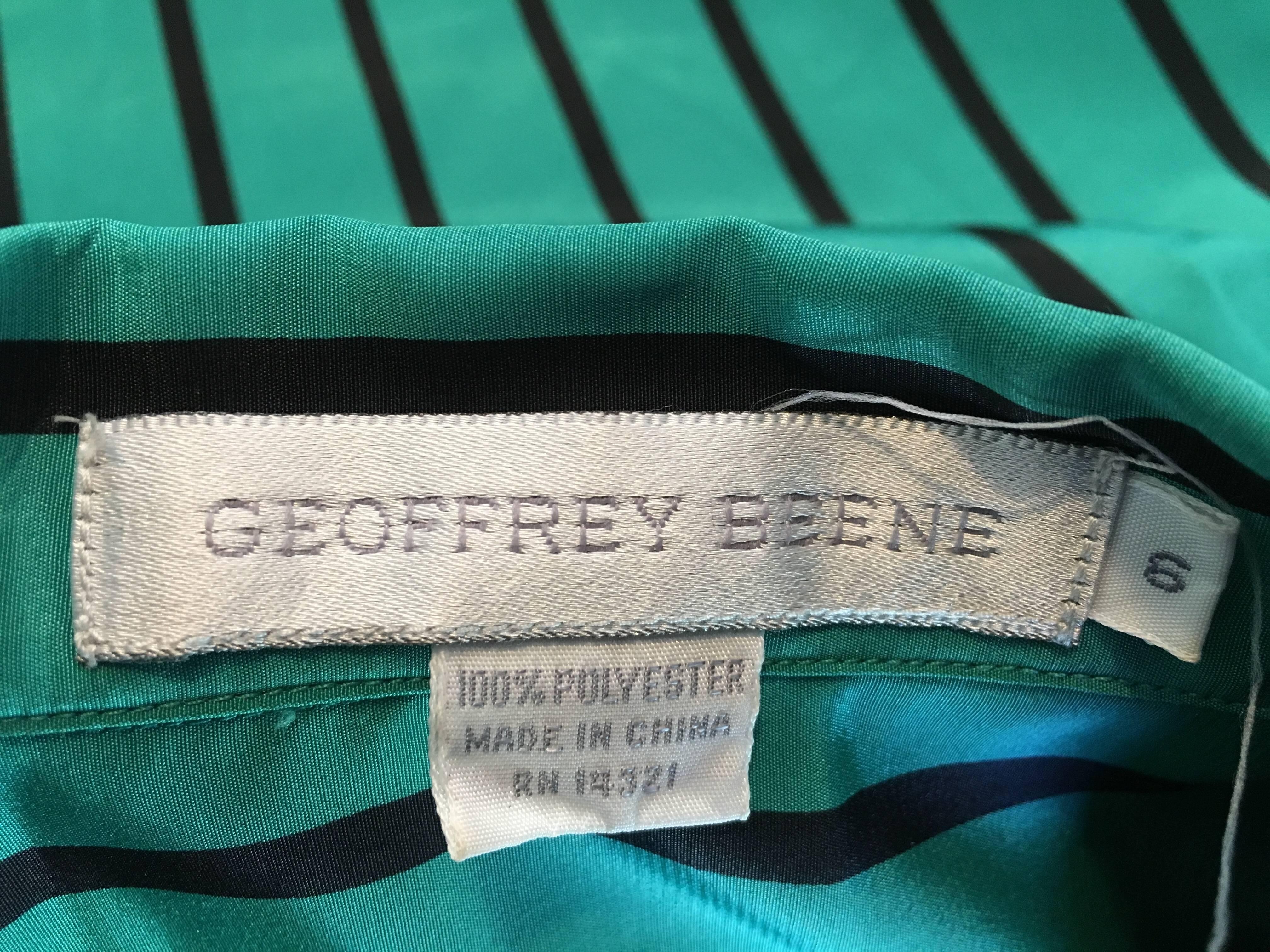 Geoffrey Beene 1980s Striped Long Sleeve Blouse Size 6. 5