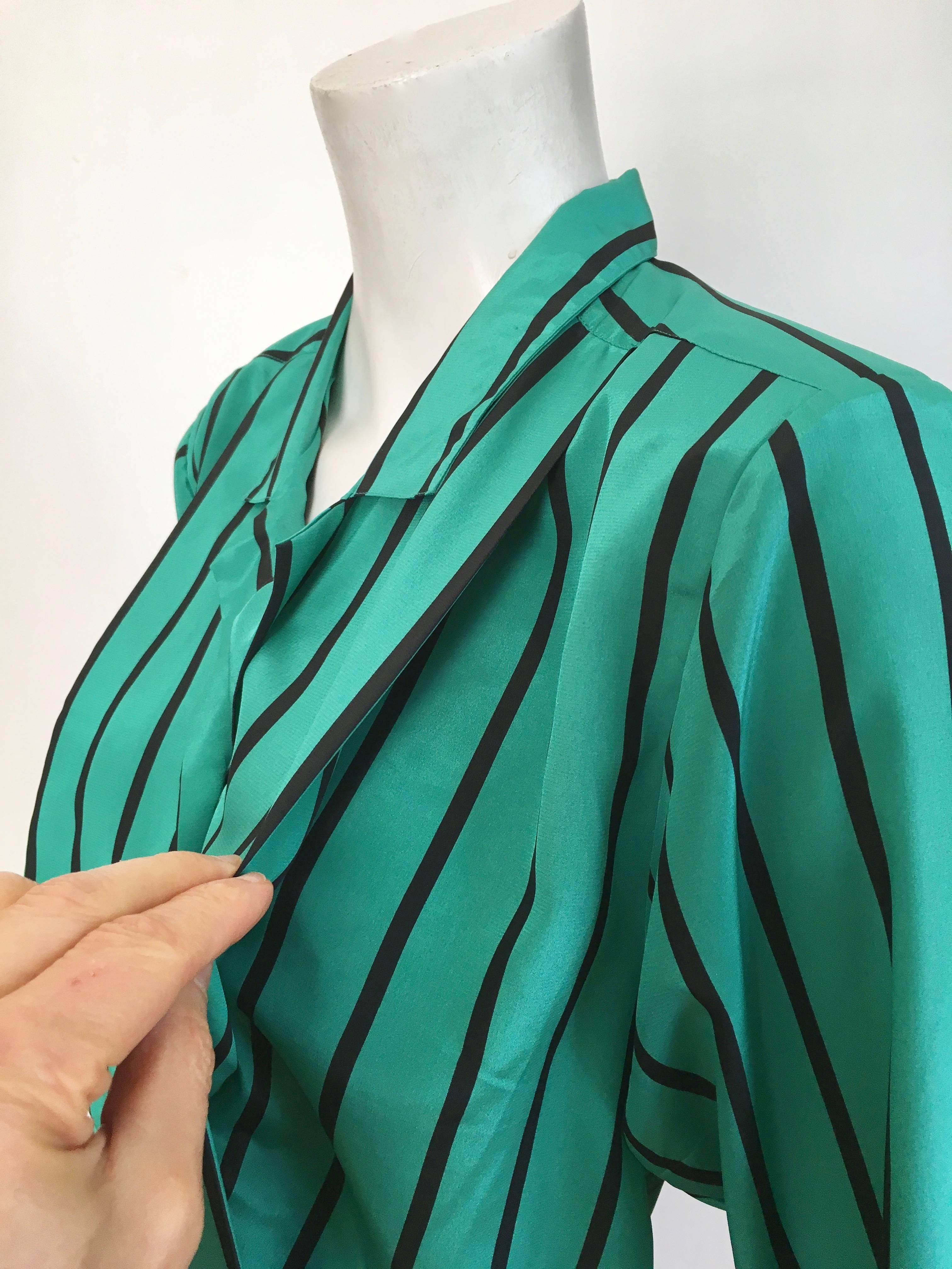 Geoffrey Beene 1980s Striped Long Sleeve Blouse Size 6. 3