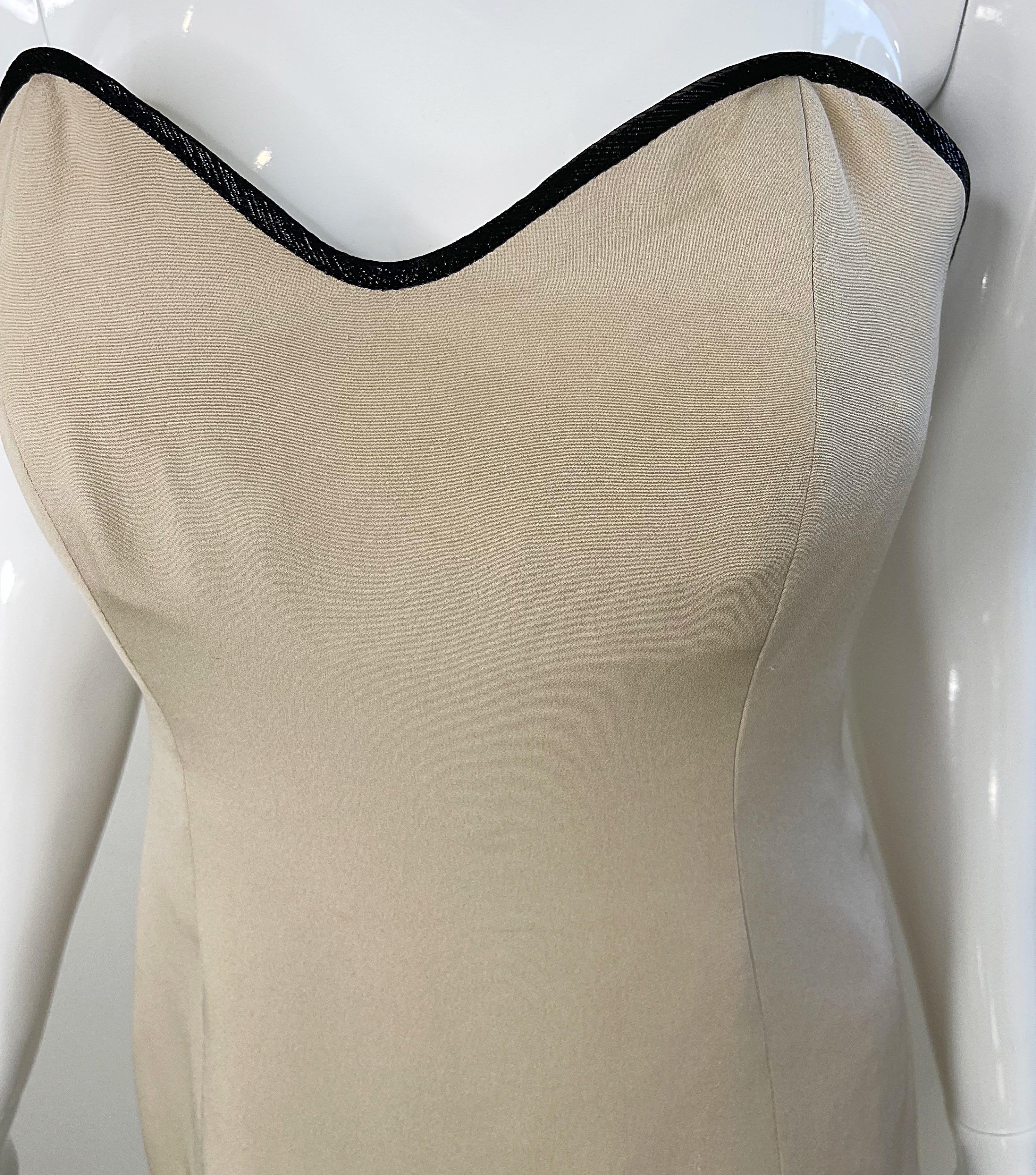 Geoffrey Beene 1990s Khaki and Black Color Block VIntage Silk 90s Mini Dress For Sale 1