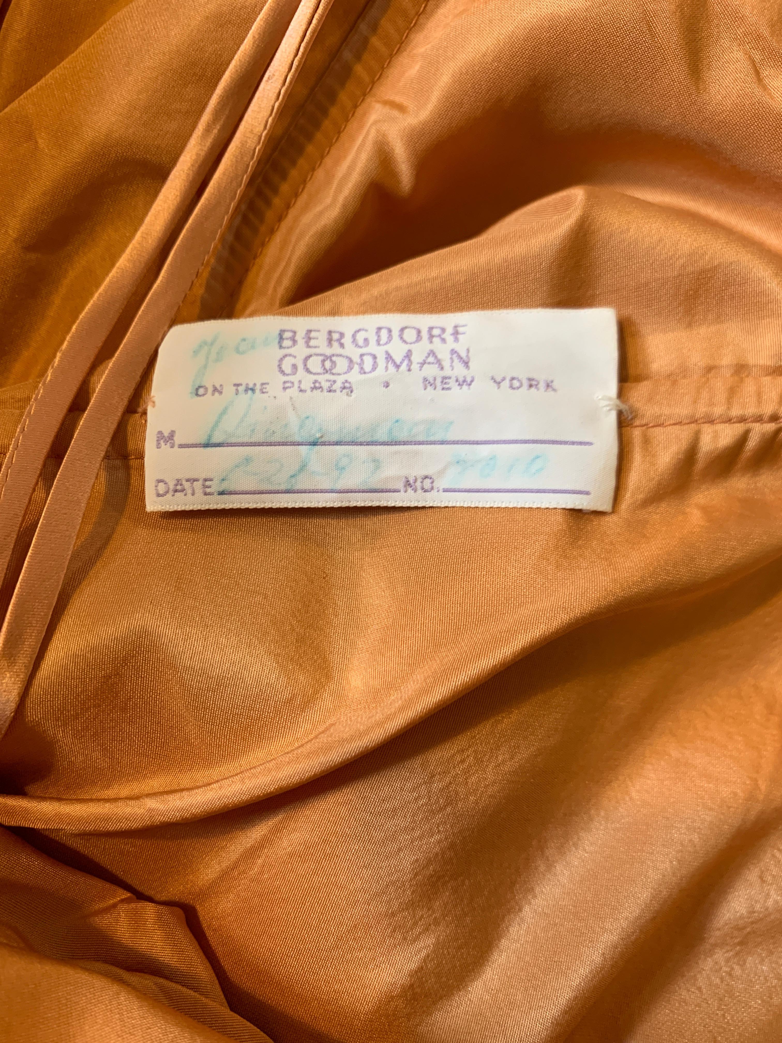 Women's Geoffrey Beene 1990s Textured Silk Apricot Beige Strapless Evening Gown For Sale