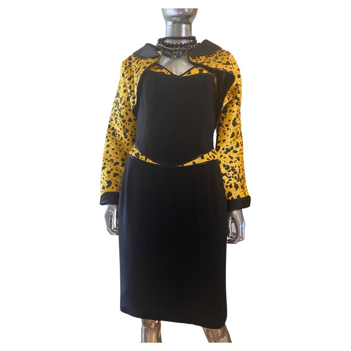 Geoffrey Beene 2 Piece Silk Ensemble Coat and Dress for Elizabeth Arden Size 6 For Sale