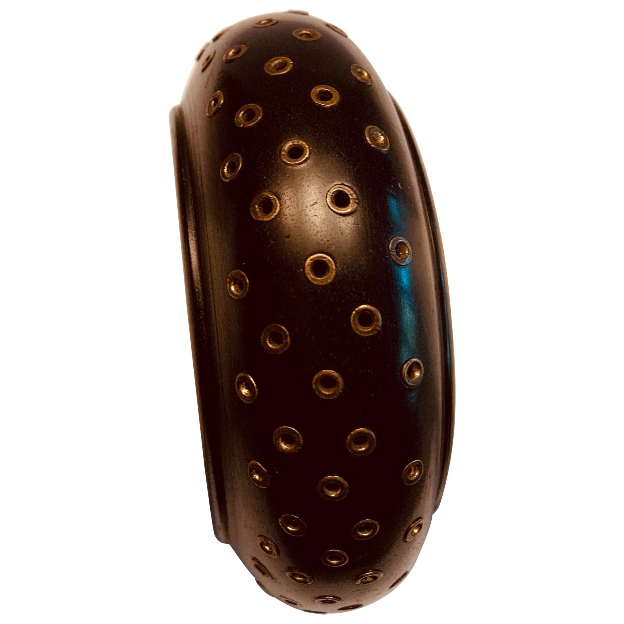 Geoffrey Beene Archives Dark Wood Bangle with Brass Trimmed Openings