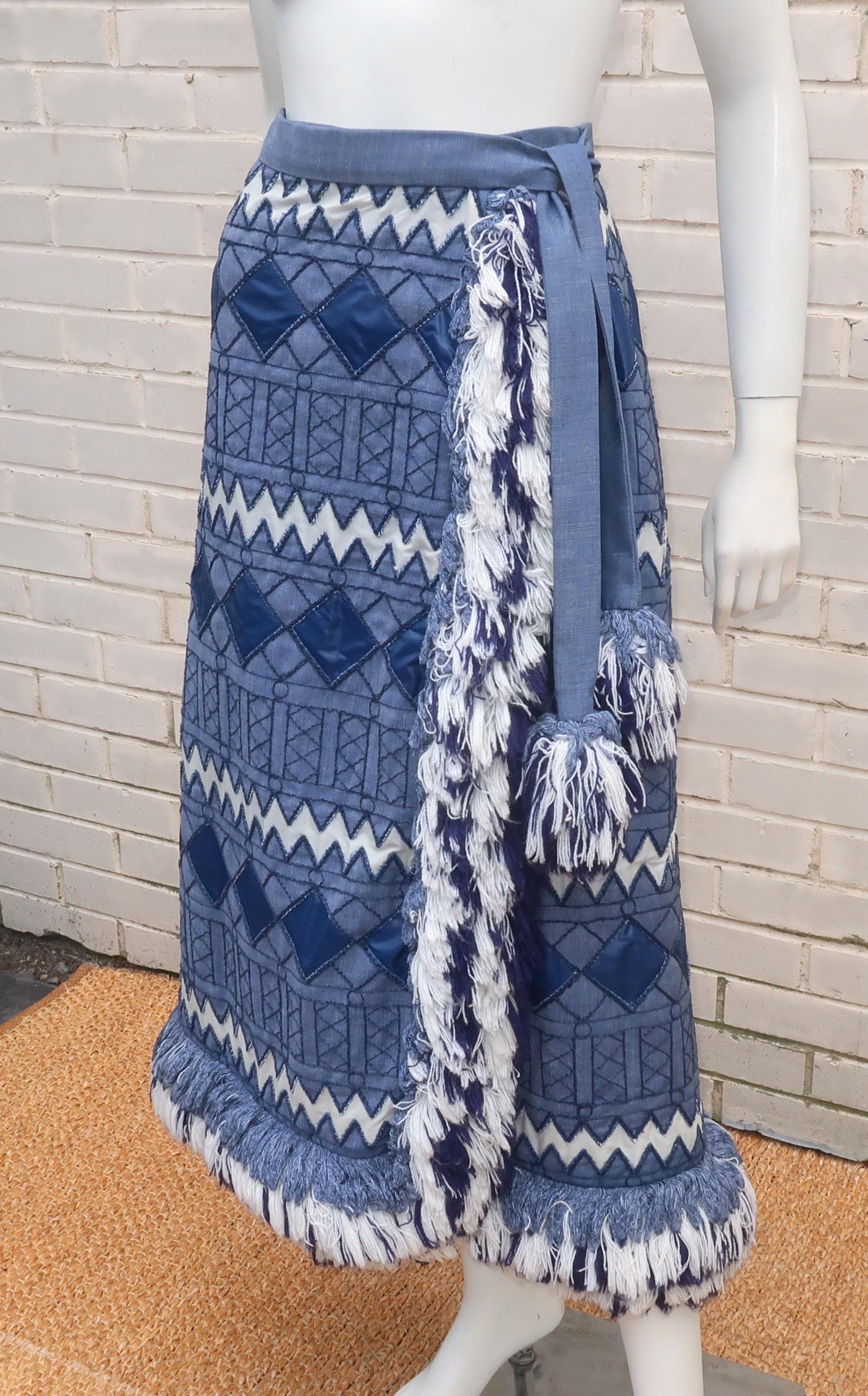 vintage denim wrap skirt