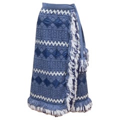 Geoffrey Beene Bazaar Falda vaquera con flecos, años 60
