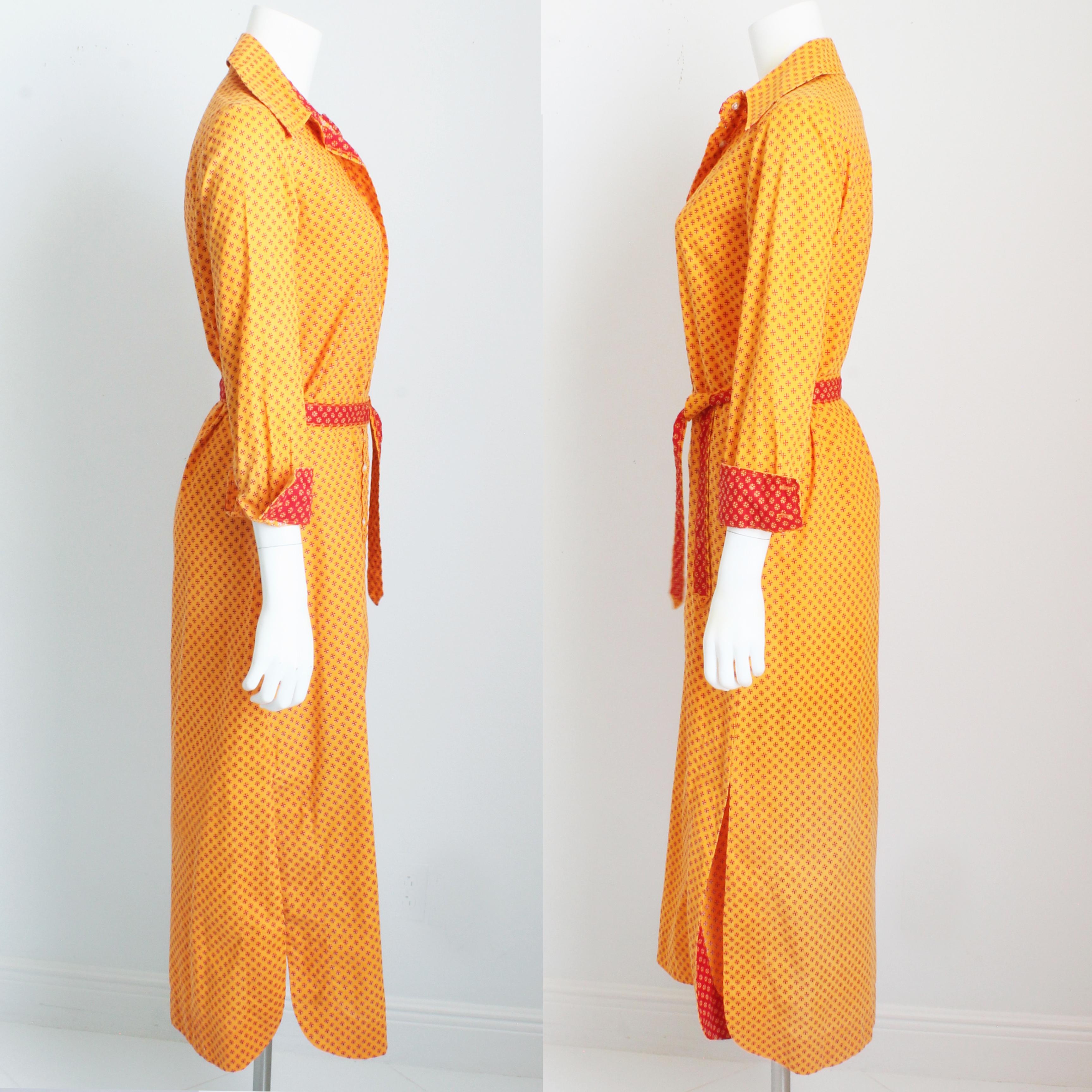 Geoffrey Beene - Vestito con cintura e bottoni in cotone Shirtwaist con stampa floreale anni '70 in vendita 6