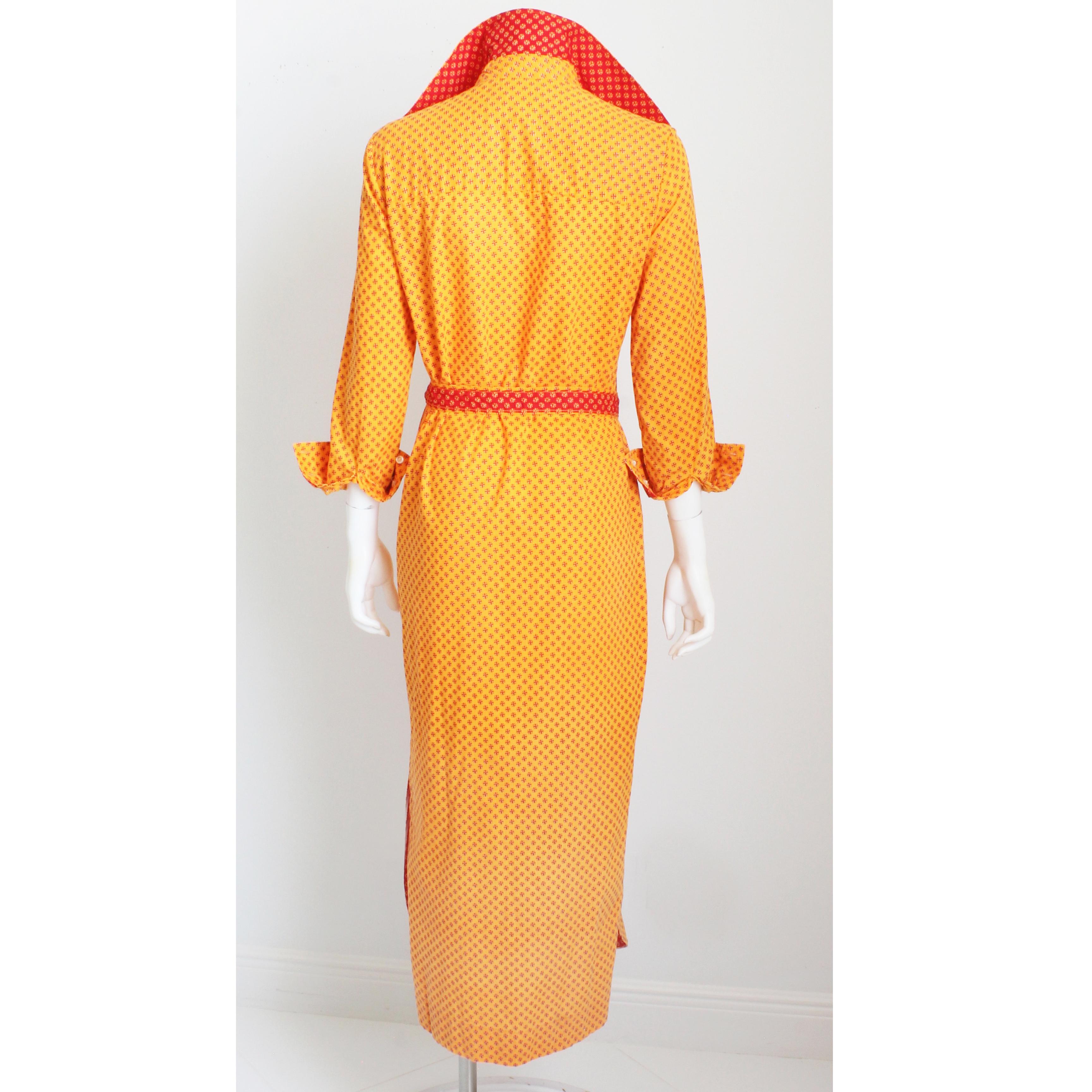 Geoffrey Beene - Vestito con cintura e bottoni in cotone Shirtwaist con stampa floreale anni '70 in vendita 7