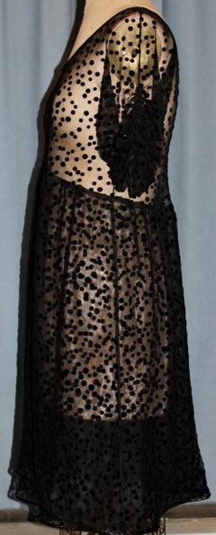 Geoffrey Beene Black and Sheer Dotted Swiss Evening Dress