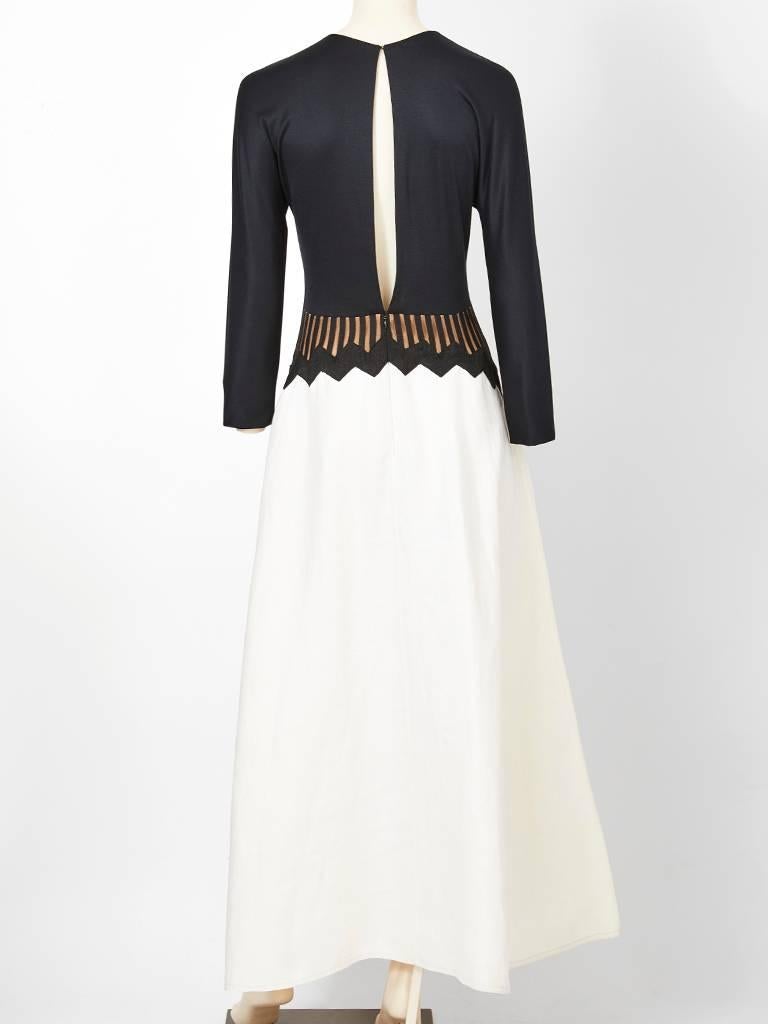 Geoffrey Beene Black and White Gown with Graphic Detail 1