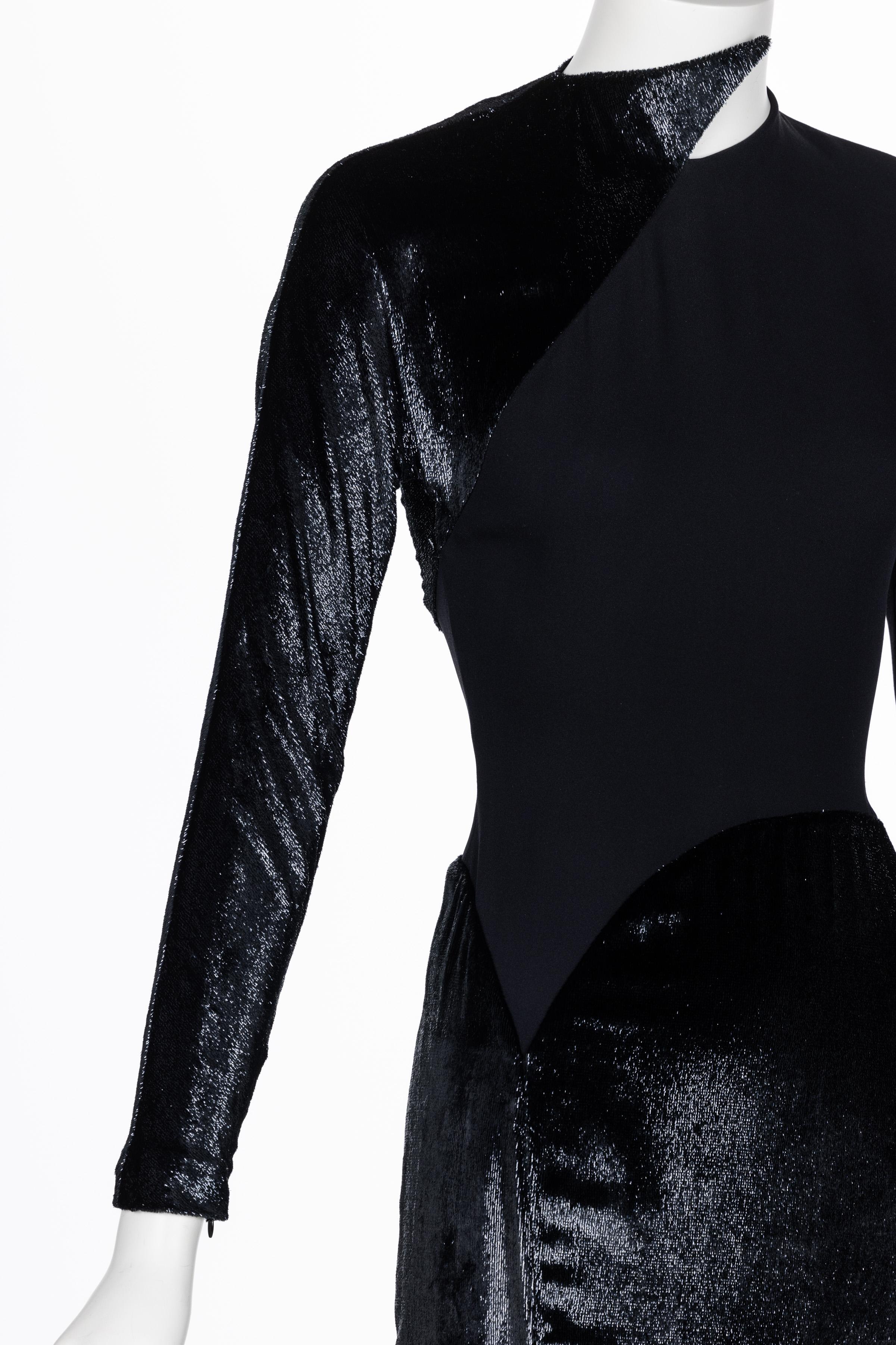 Geoffrey Beene Black Crepe Panne Velvet Dress 1990s For Sale 6