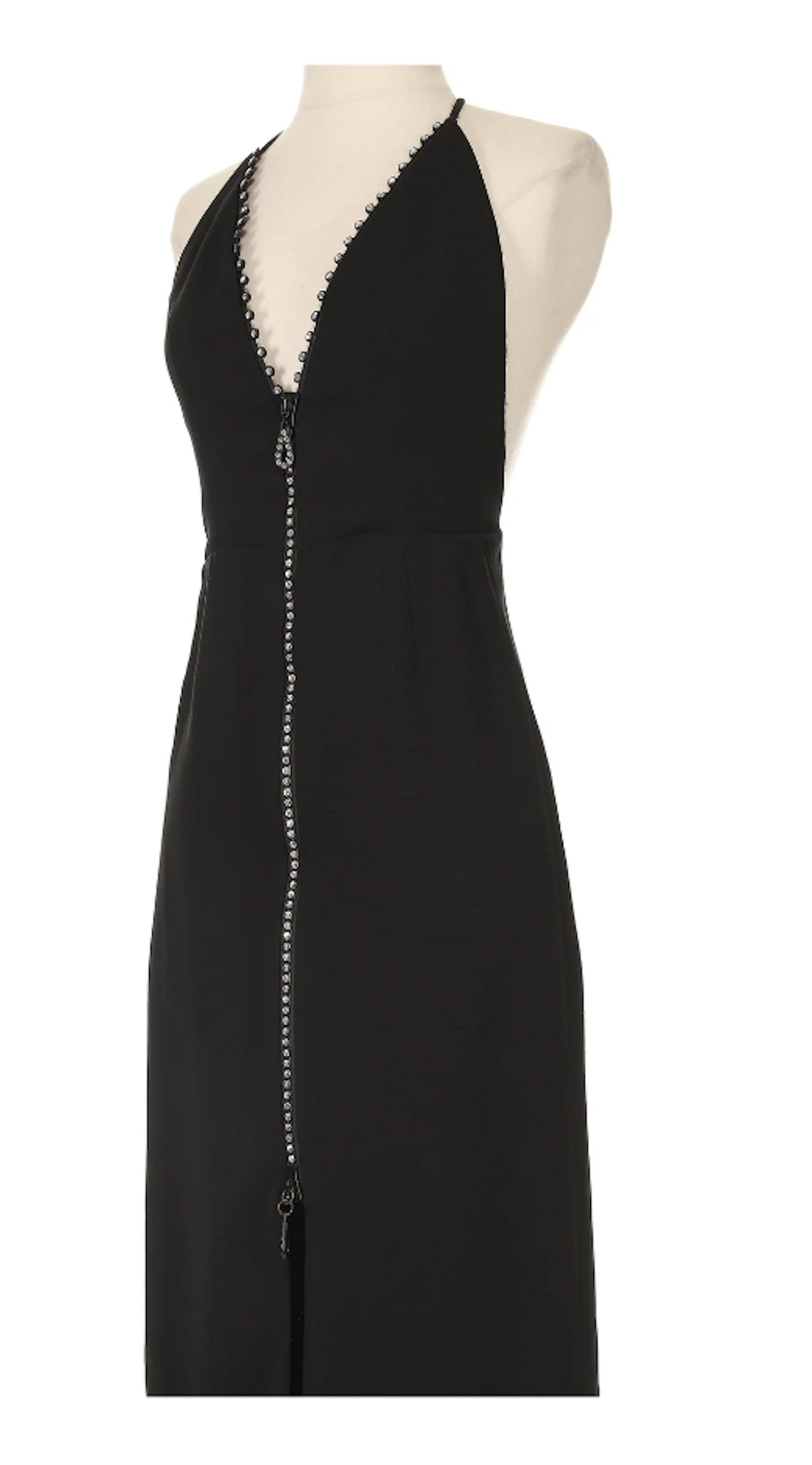 Geoffrey Beene Vestido Halter Negro Con Cremallera De Cristal en Excelente estado para la venta en New York, NY
