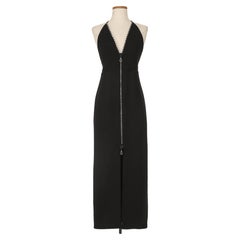 Geoffrey Beene Black Halter Dress With Crystal Zipper