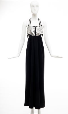 Geoffrey Beene Black Jersey Silver Lame' Paillettes Evening Dress, Circa: 1990's