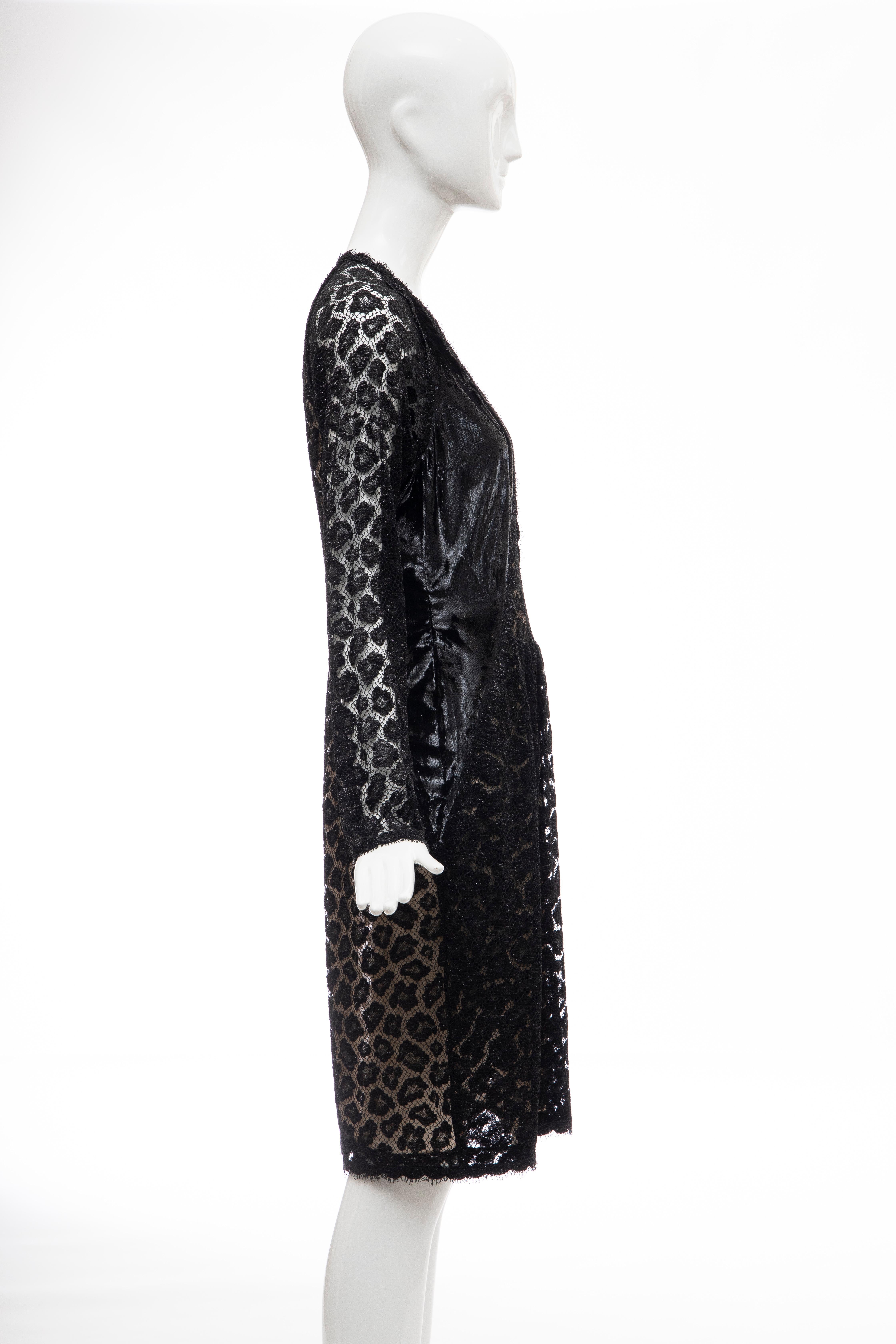 Women's Geoffrey Beene Black Metallic Leopard Lace Dress 