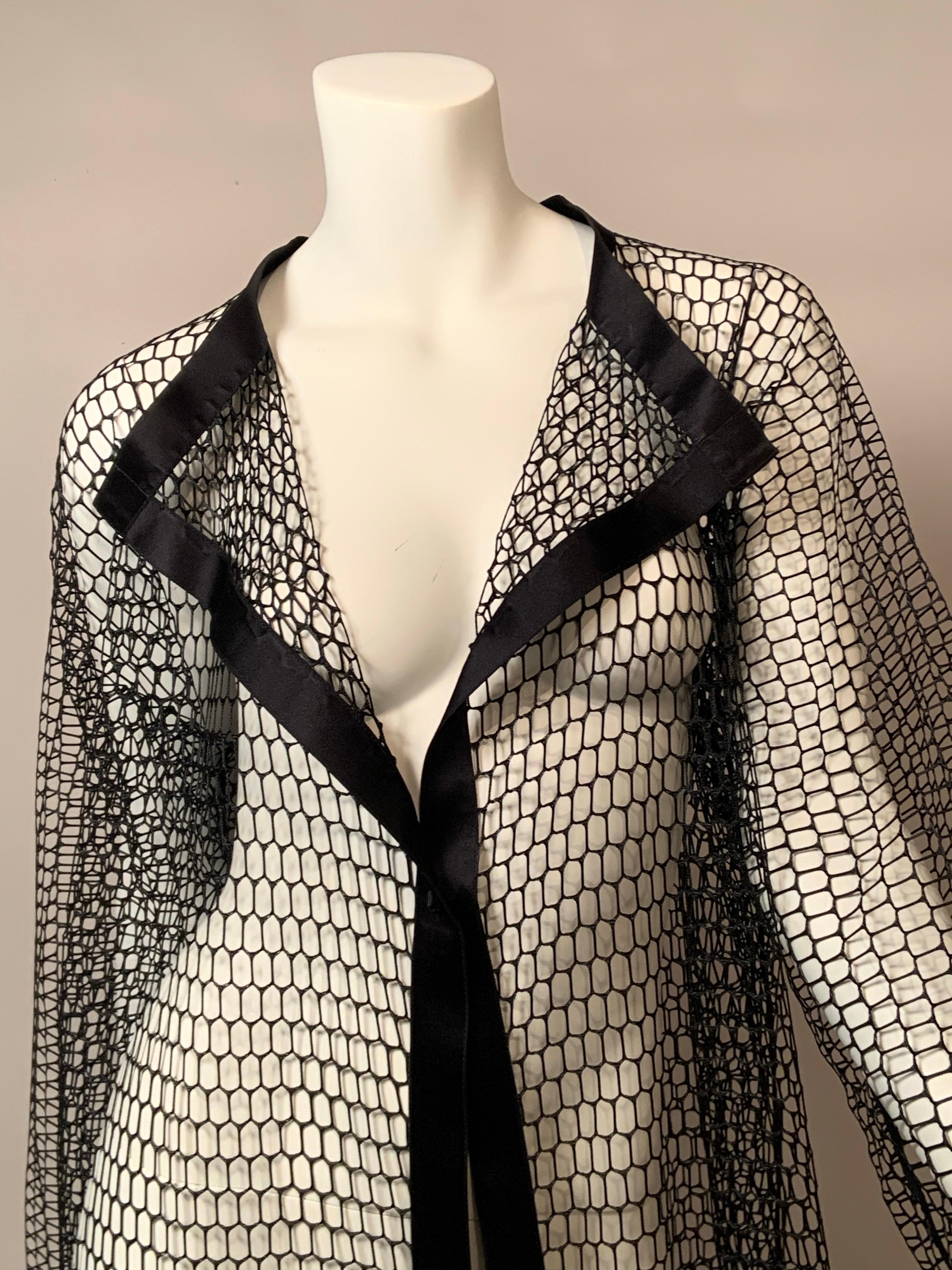 Geoffrey Beene Manteau ouvert bordé de satin noir ex Iris Apfel Collectional en vente 2