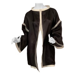 Geoffrey Beene Black Silk Gazar Jacket with White Horsehair Trim  Book Piece