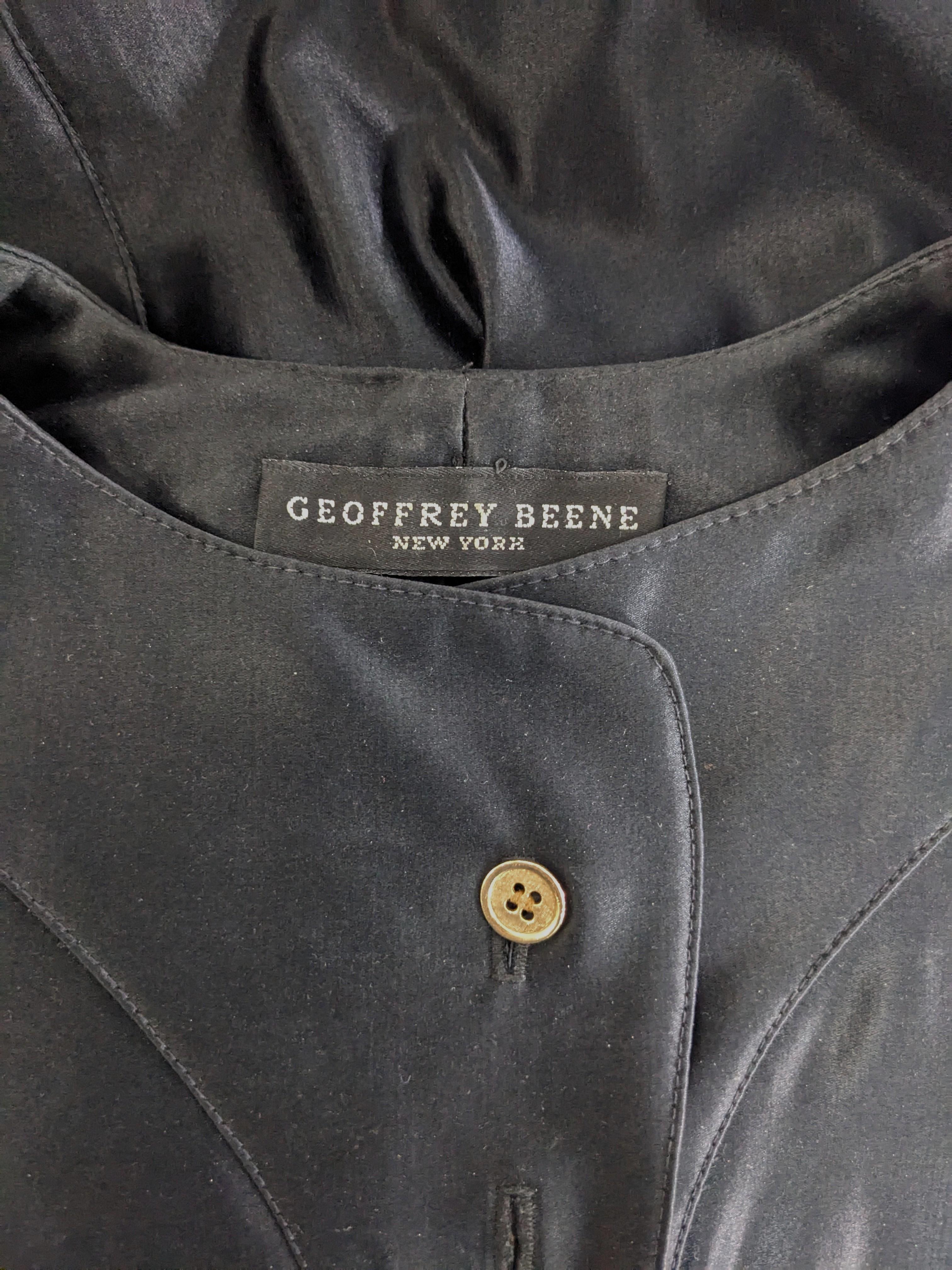Geoffrey Beene Black Silk/Wool Satin Blouse For Sale 3