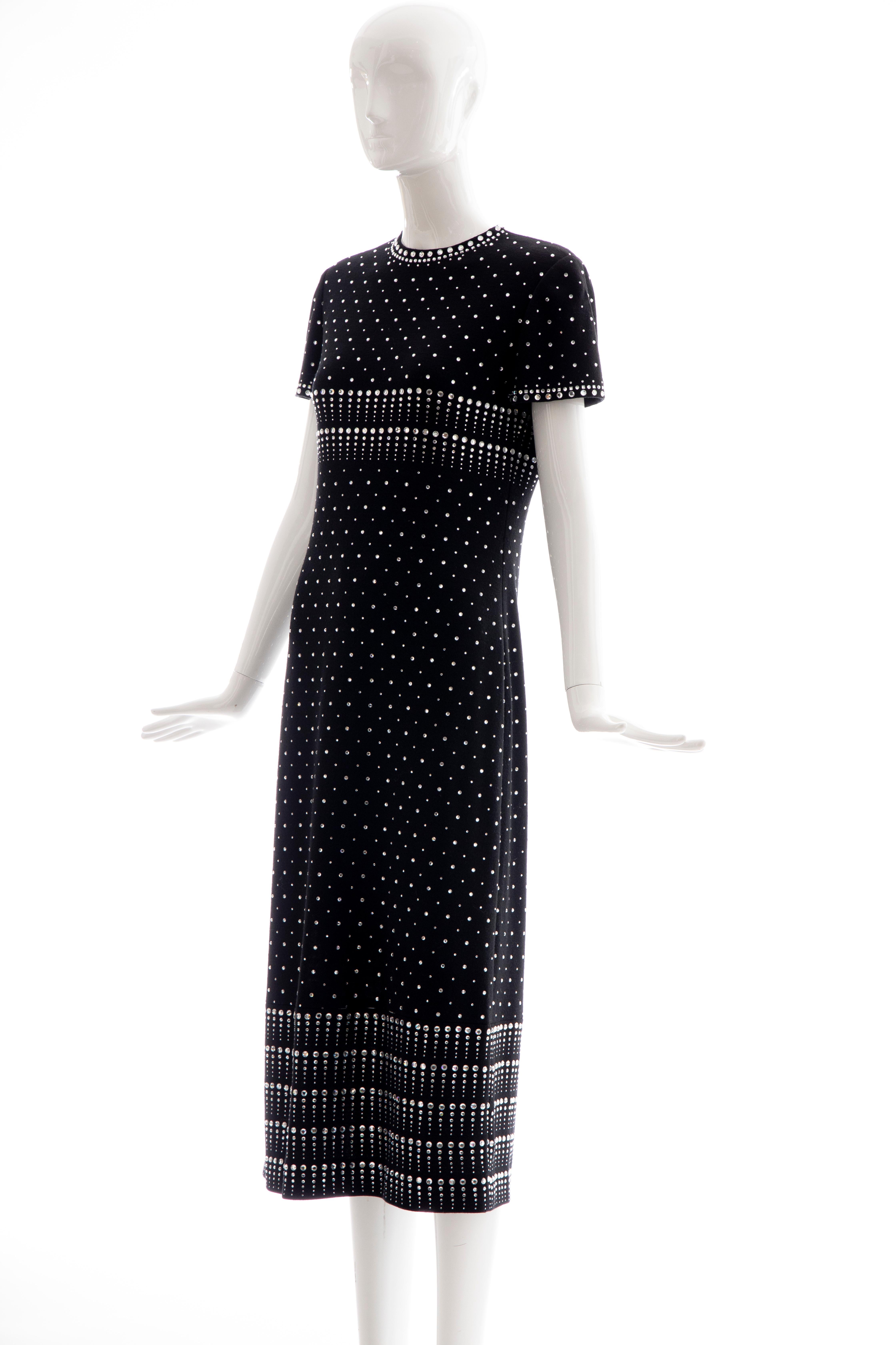 Geoffrey Beene Black Wool Knit Evening Dress Appliquéd Rhinestones, Fall 1966 7