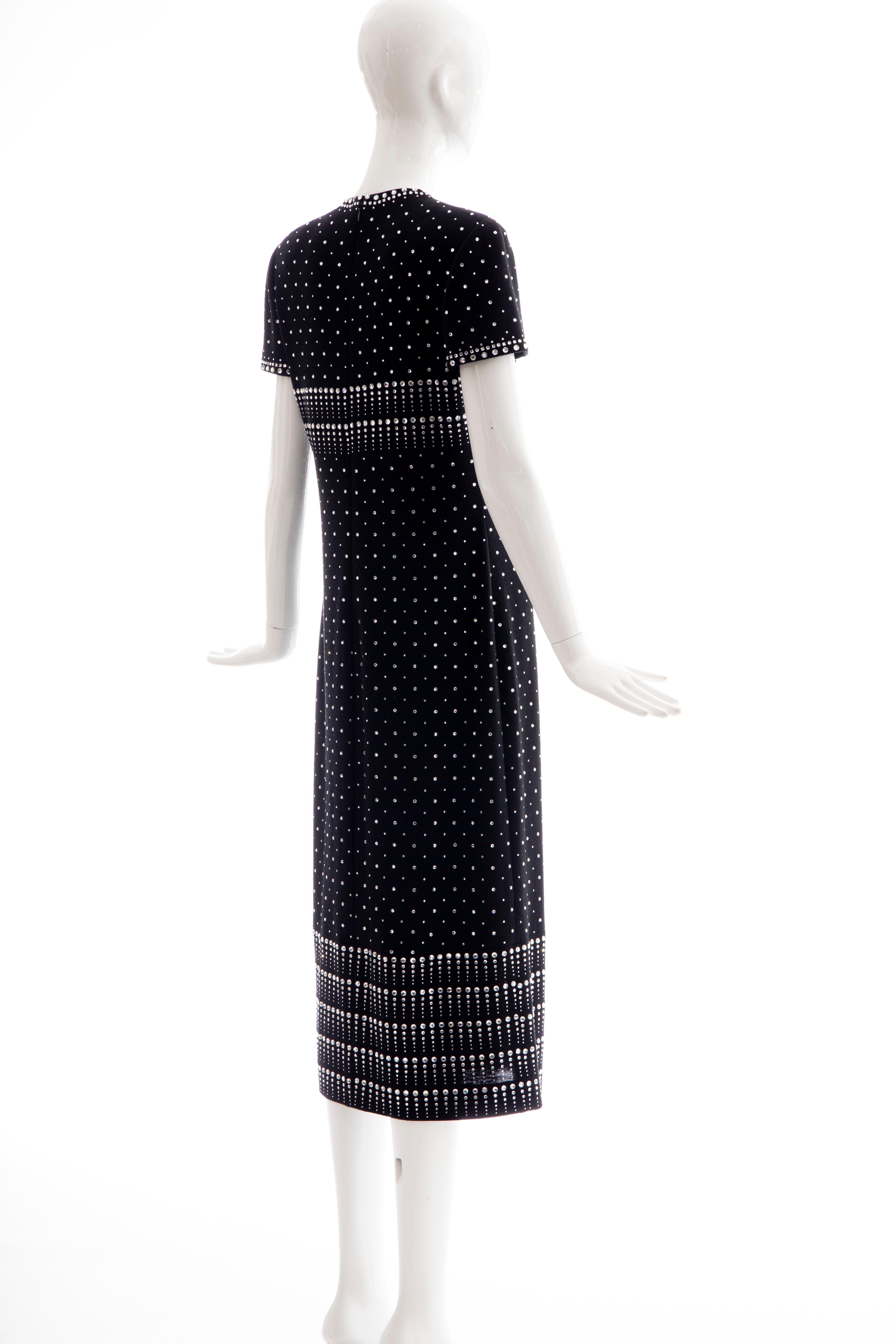 Geoffrey Beene Black Wool Knit Evening Dress Appliquéd Rhinestones, Fall 1966 2