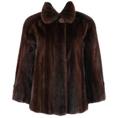 Vintage GEOFFREY BEENE c.1980's Dark Brown Genuine Mink Fur Jacket Coat