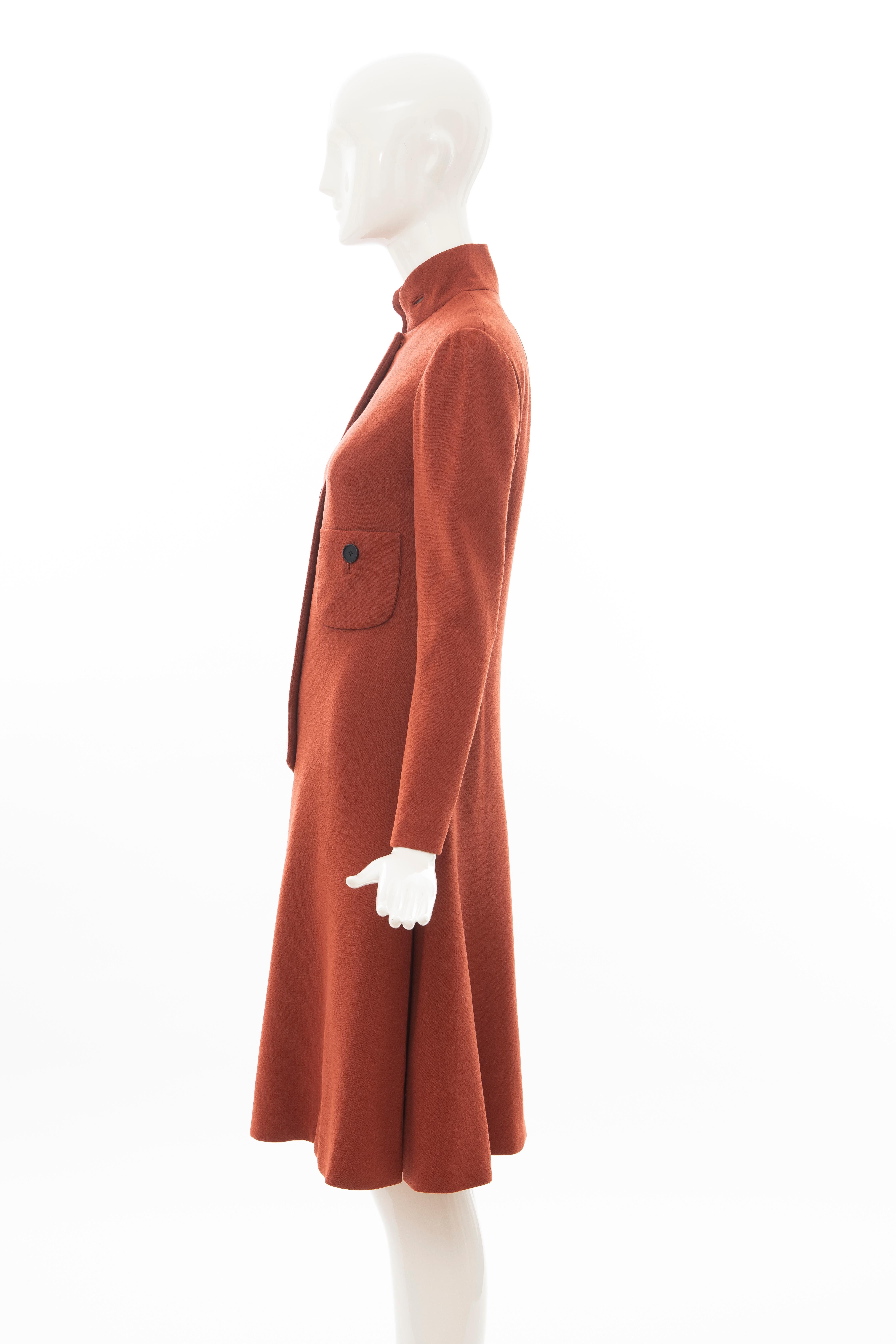 Geoffrey Beene Cinnamon Wool Crepe Princess Cut Dress, Circa: 1960's For Sale 2